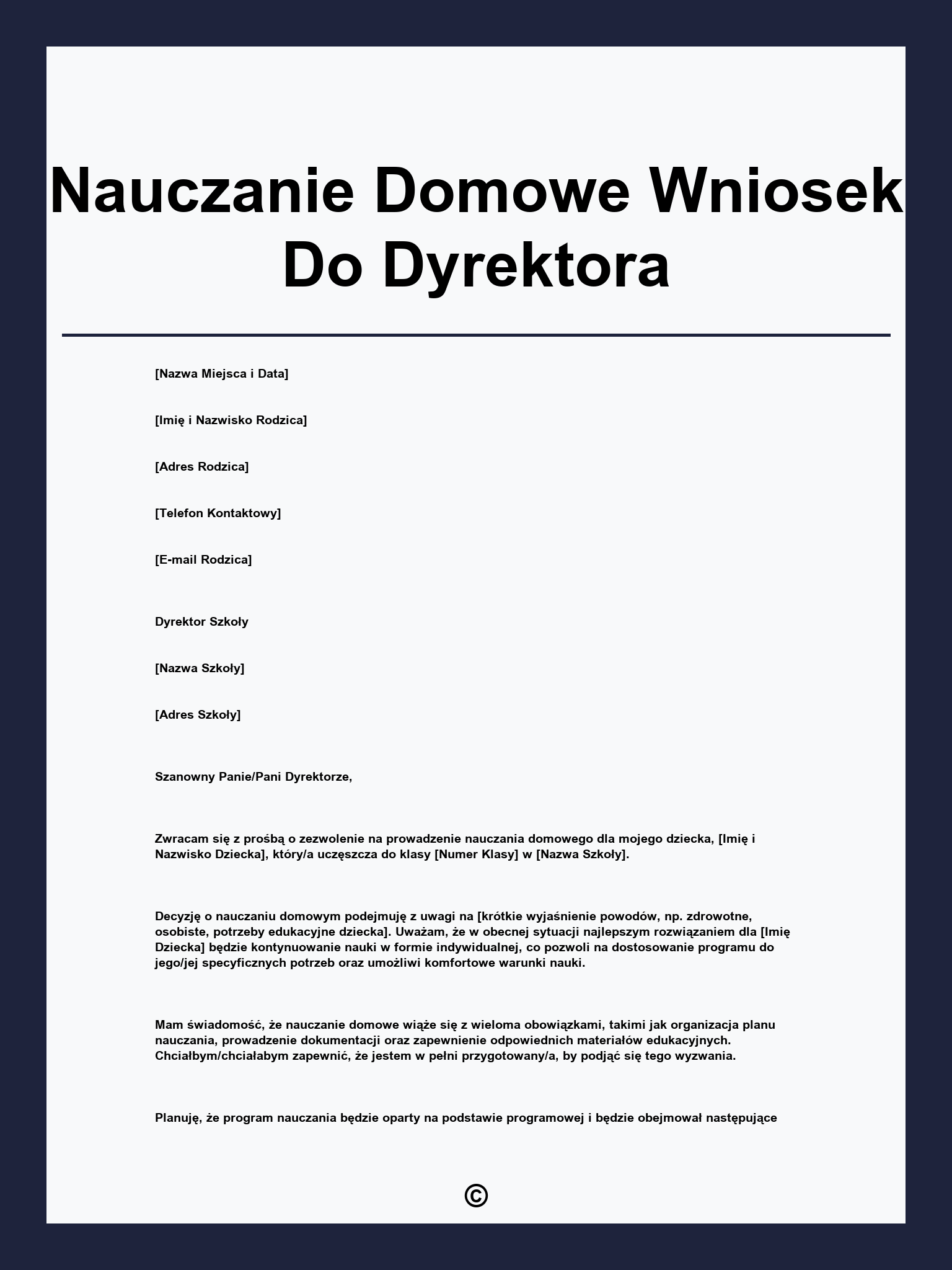 Nauczanie Domowe Wniosek Do Dyrektora