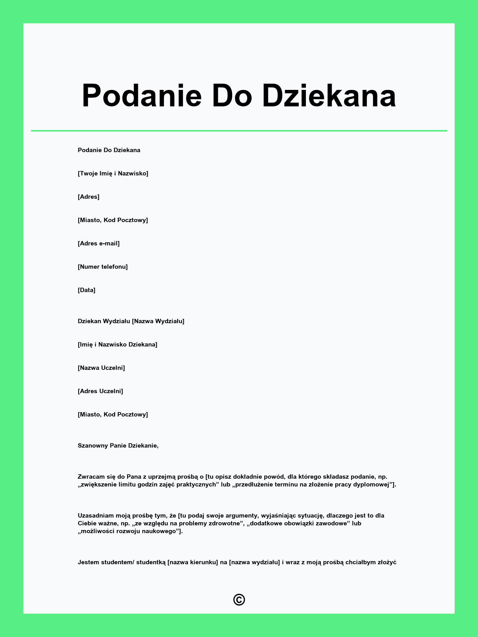 Podanie Do Dziekana