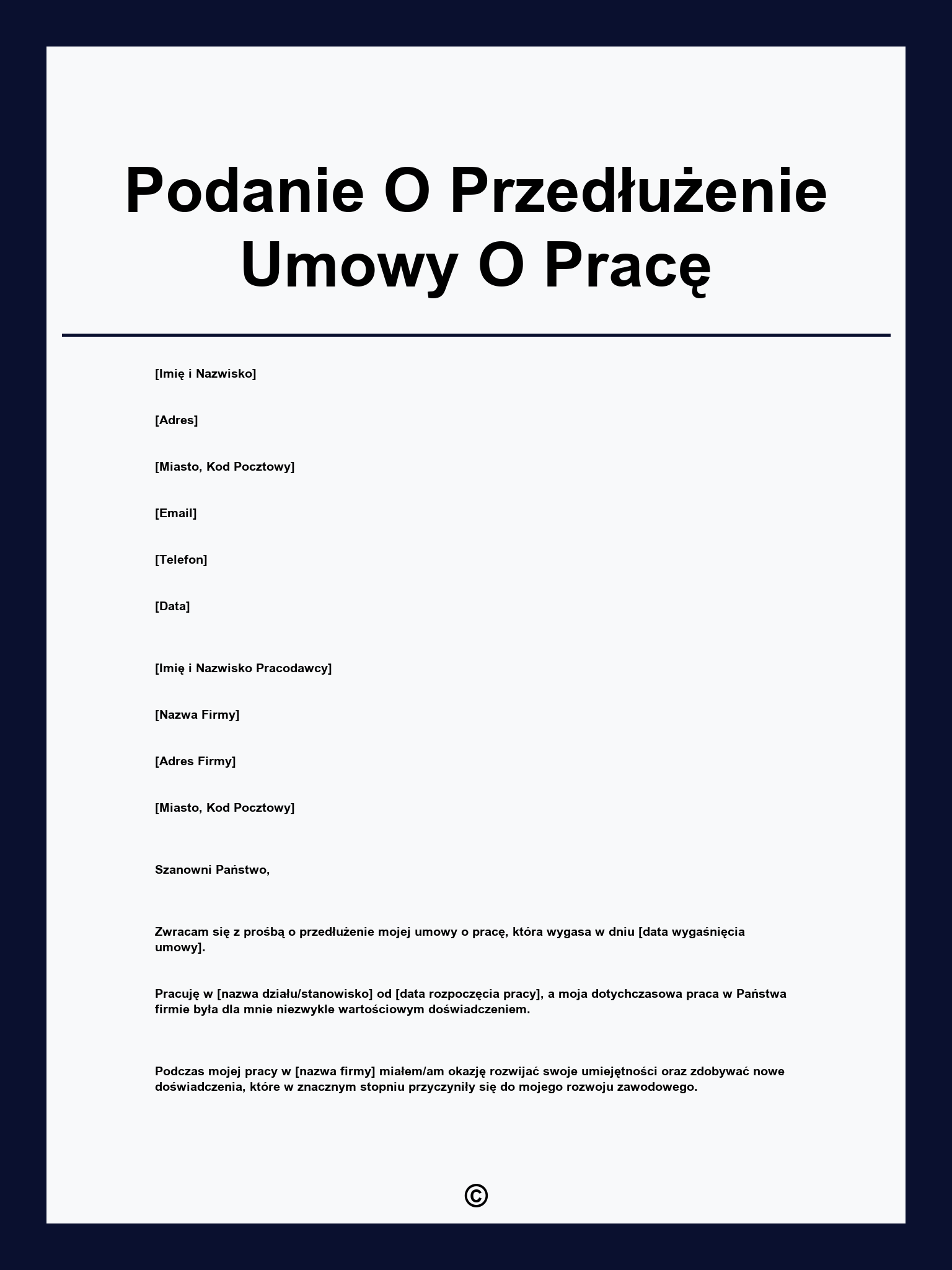 Podanie O Przedłużenie Umowy O Pracę