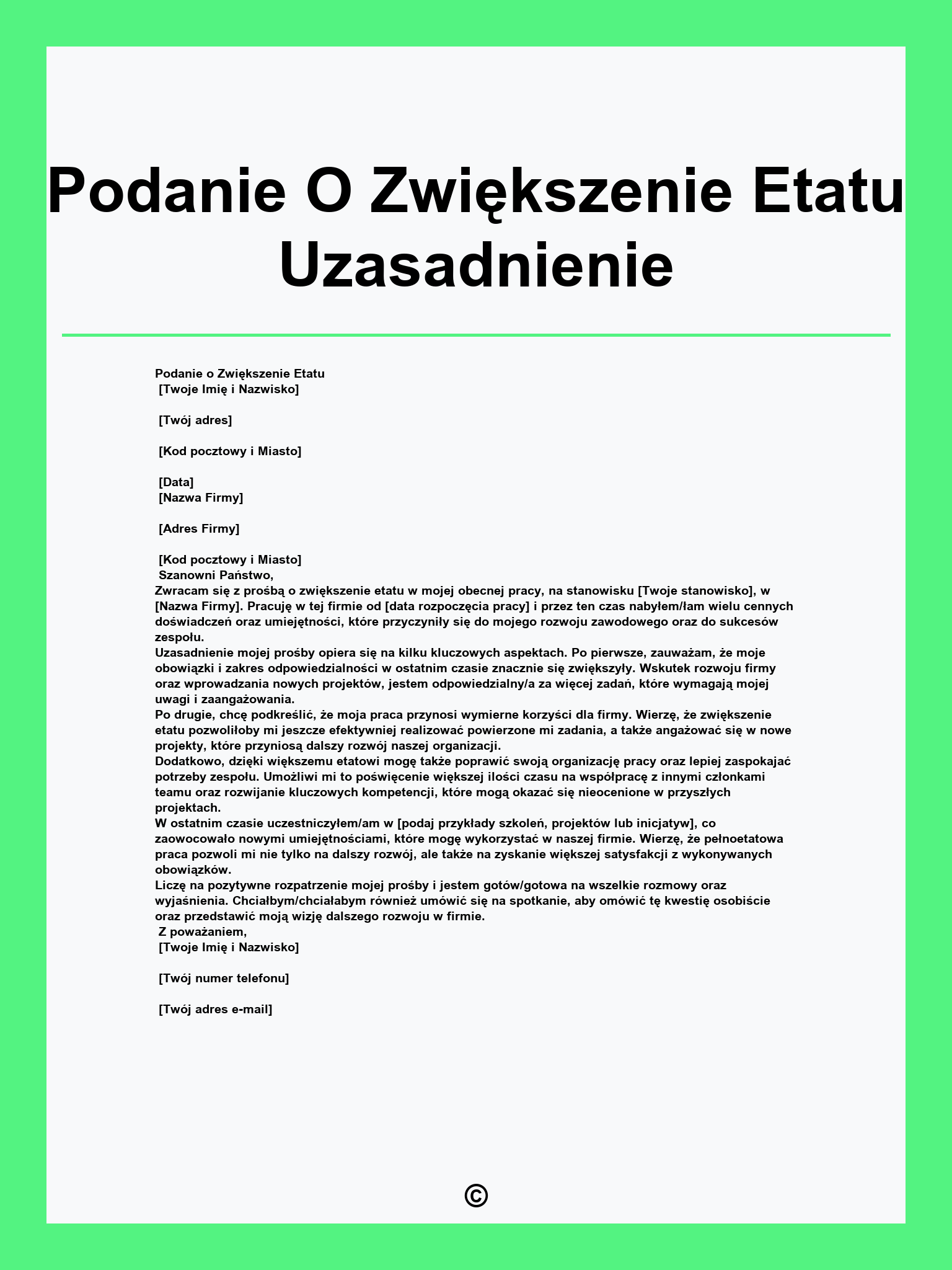 Podanie O Zwiększenie Etatu Uzasadnienie