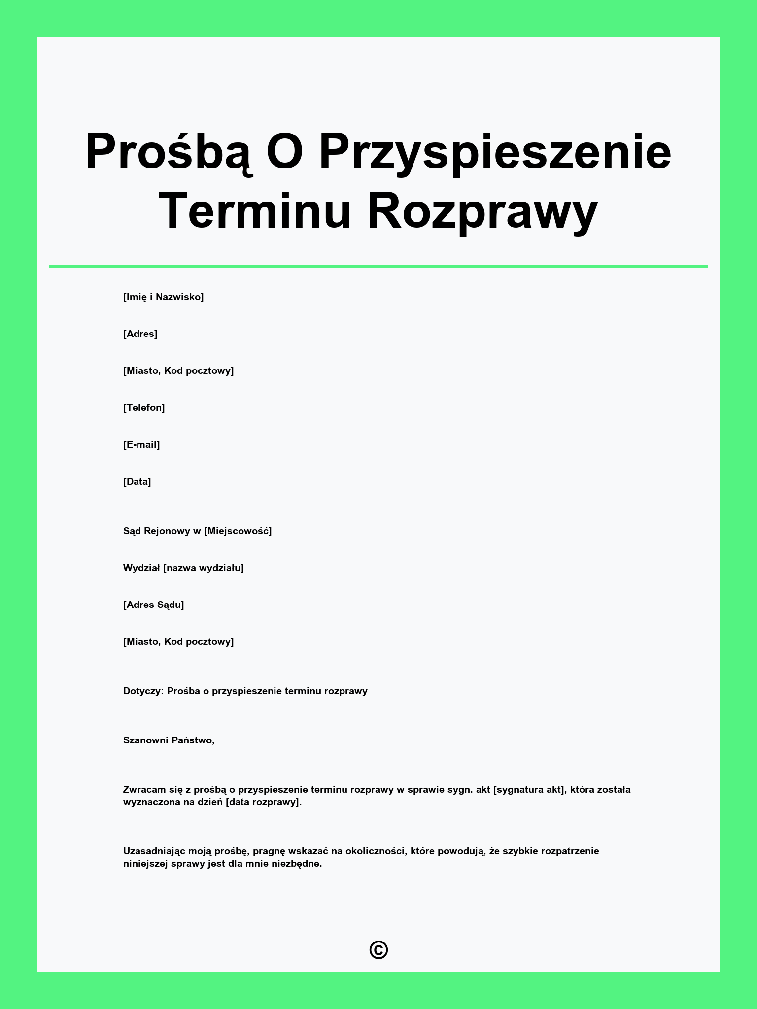 Prośbą O Przyspieszenie Terminu Rozprawy