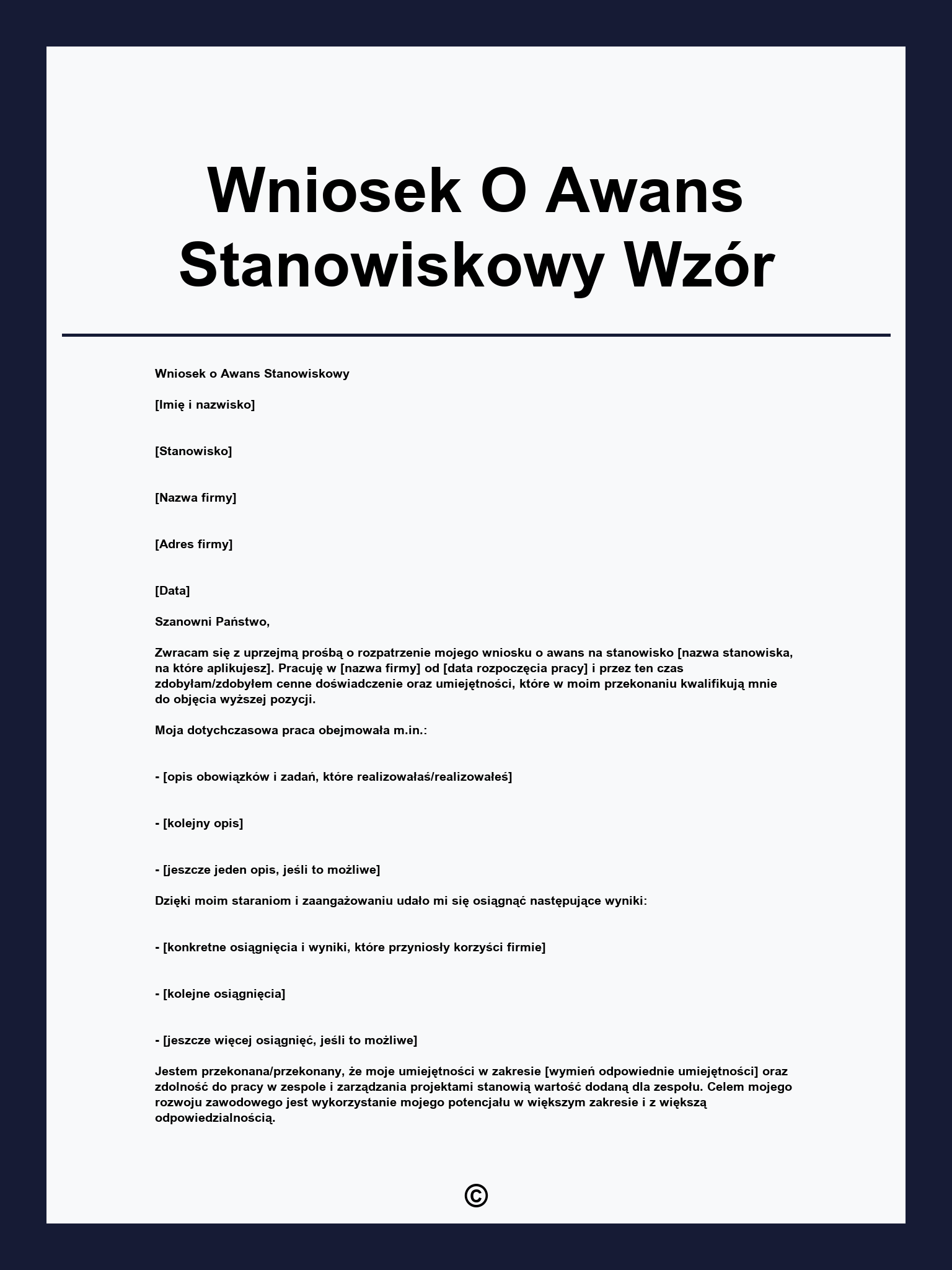 Wniosek O Awans Stanowiskowy Wzór