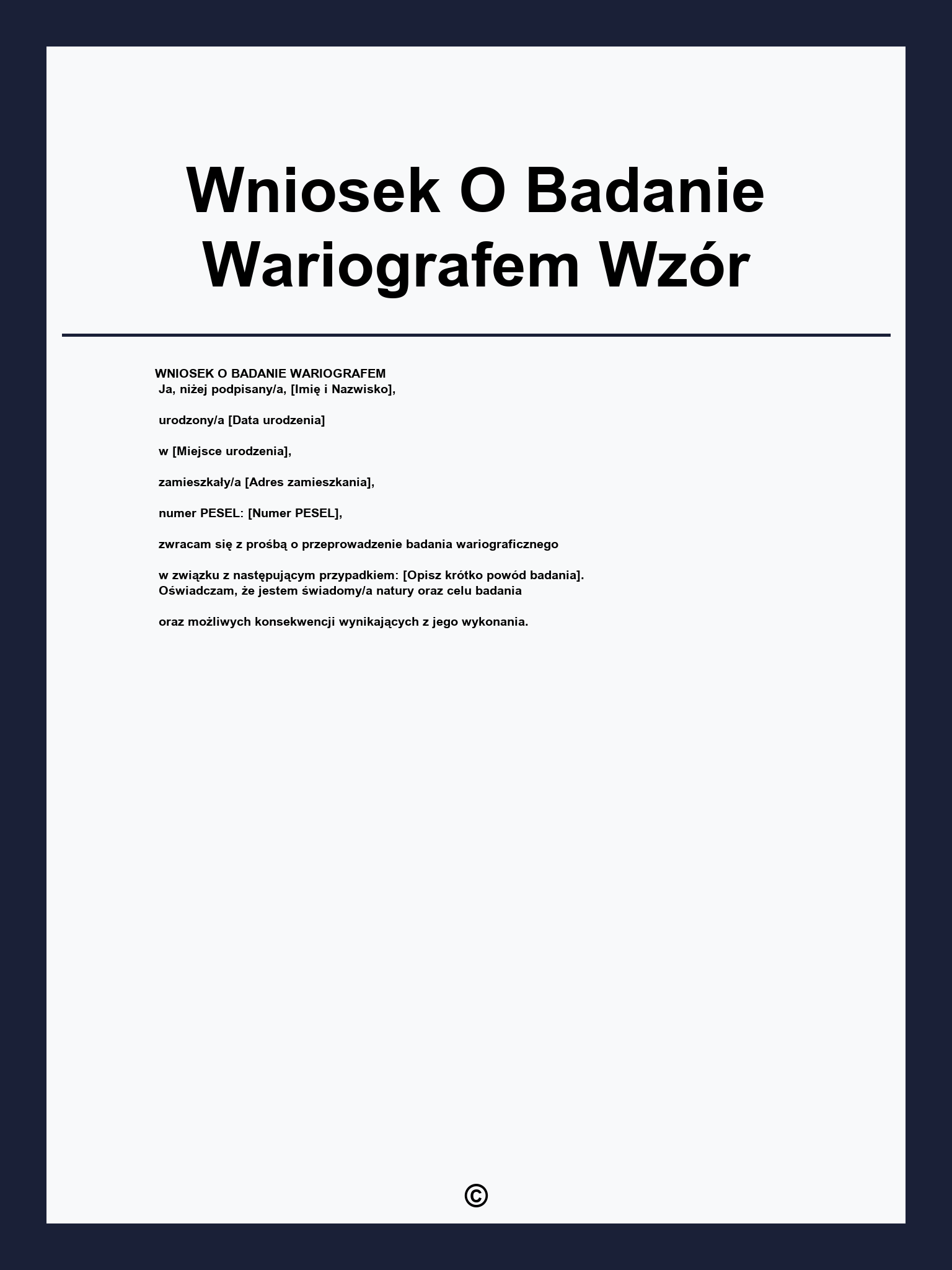 Wniosek O Badanie Wariografem Wzór