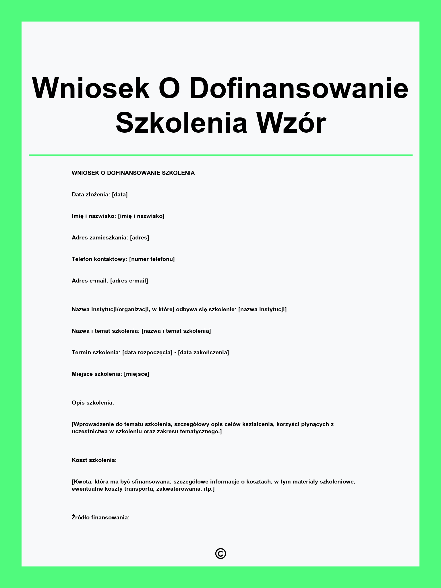 Wniosek O Dofinansowanie Szkolenia Wzór