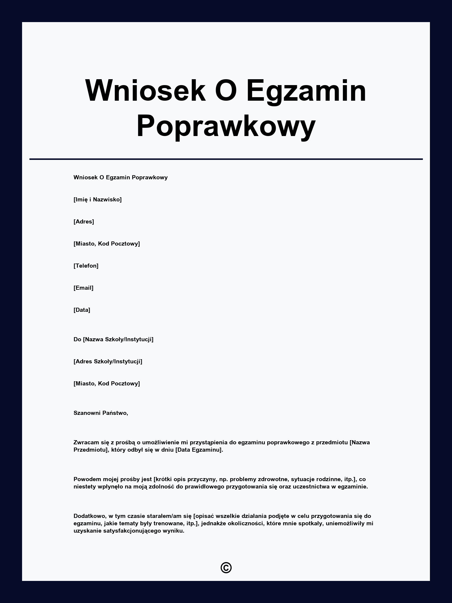 Wniosek O Egzamin Poprawkowy
