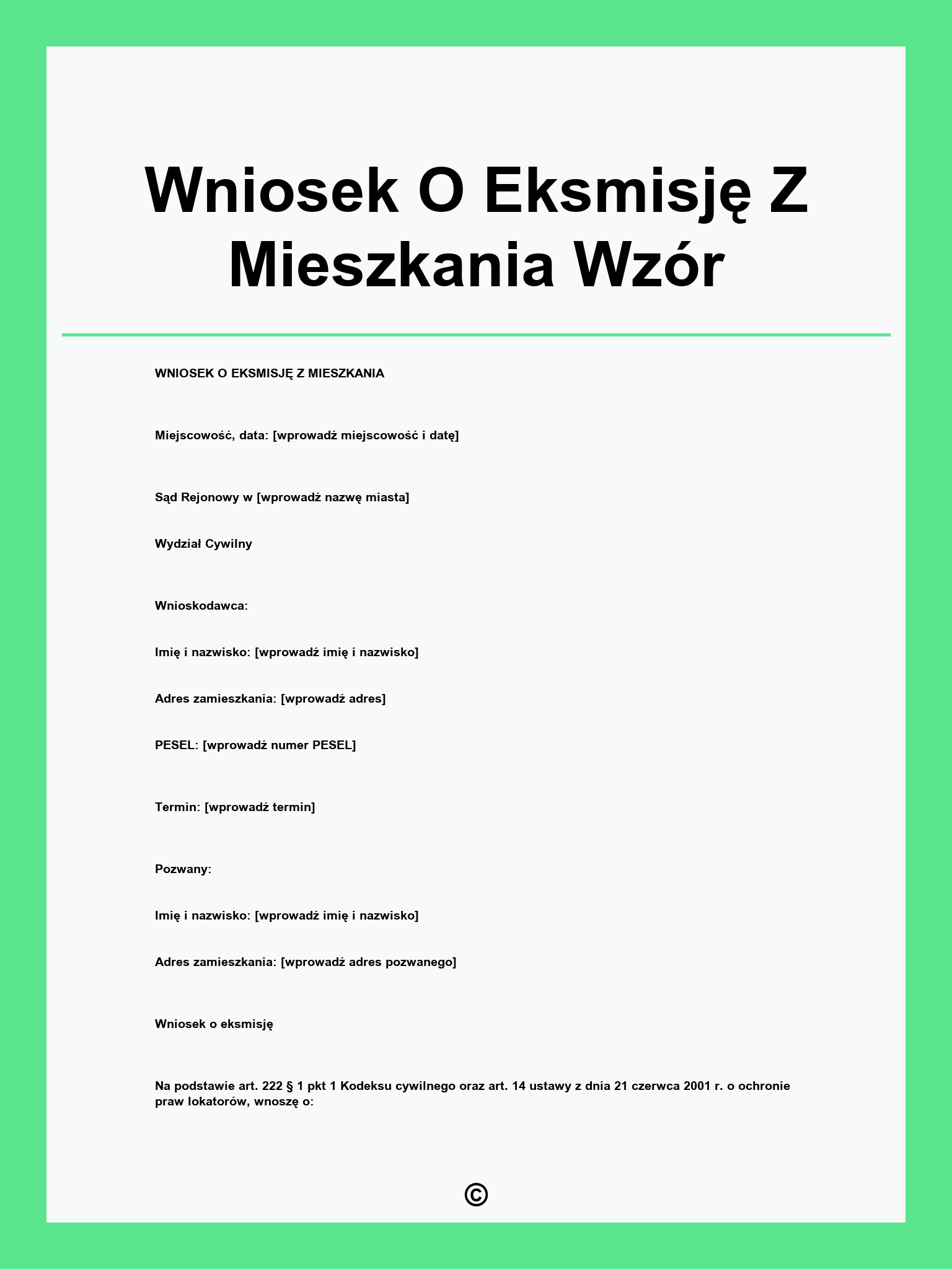 Wniosek O Eksmisję Z Mieszkania Wzór
