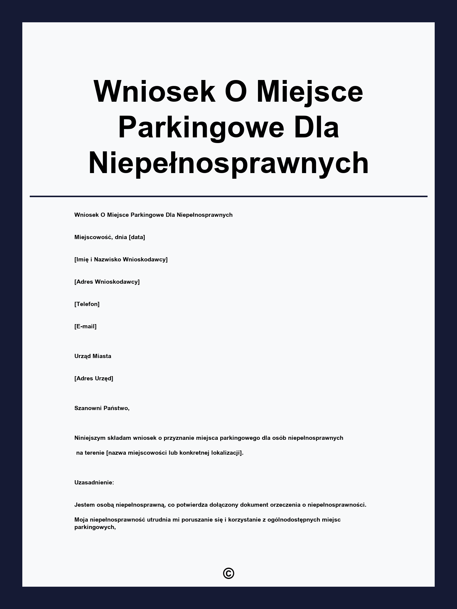 Wniosek O Miejsce Parkingowe Dla Niepełnosprawnych