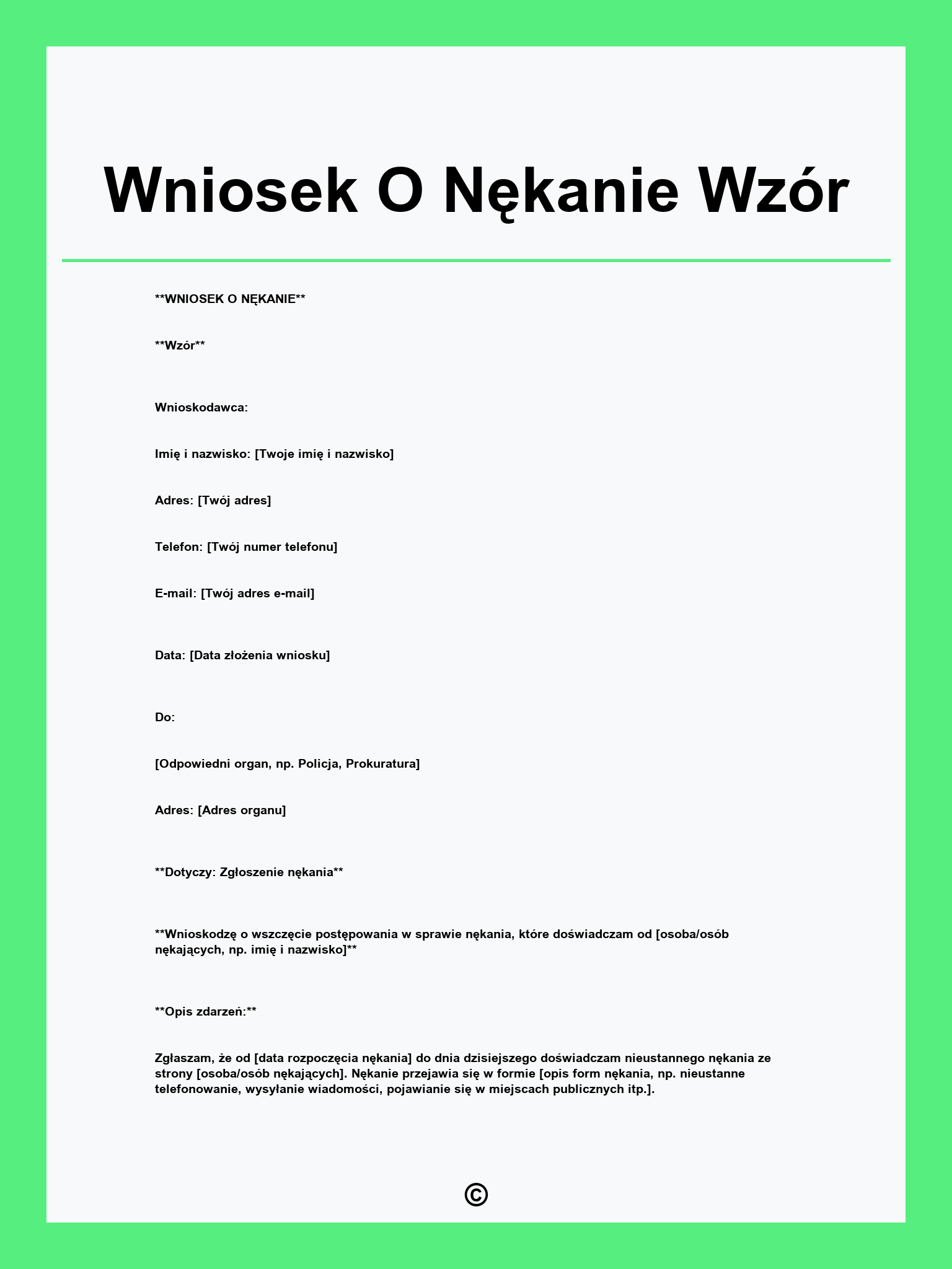 Wniosek O Nękanie Wzór