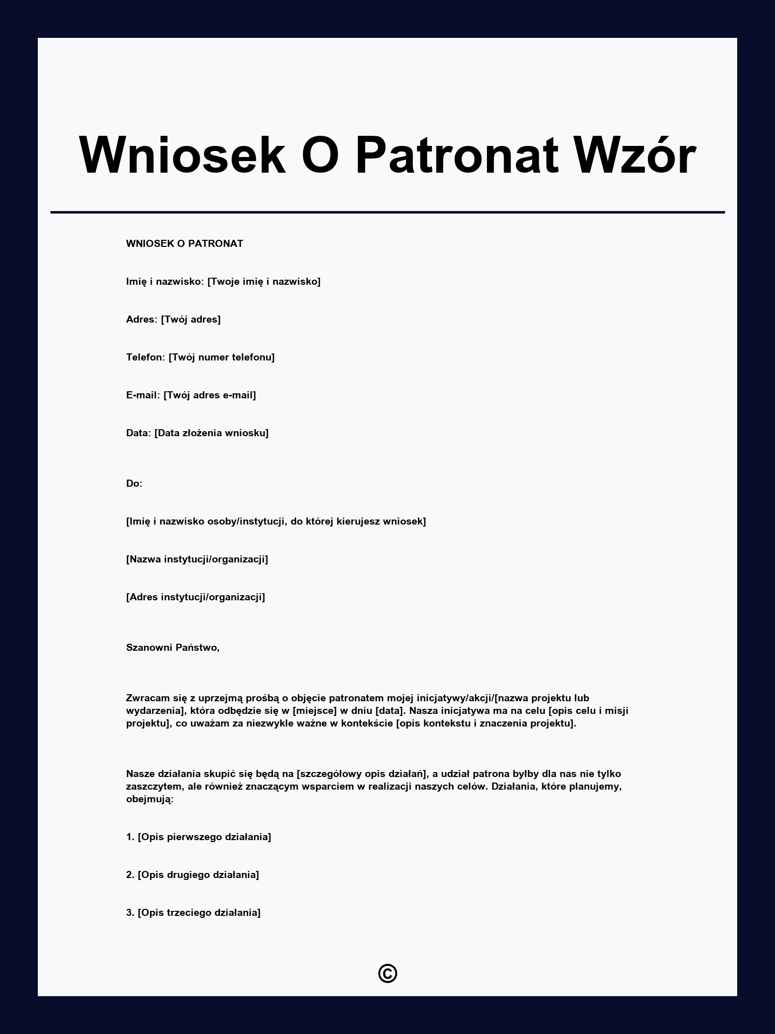 Wniosek O Patronat Wzór