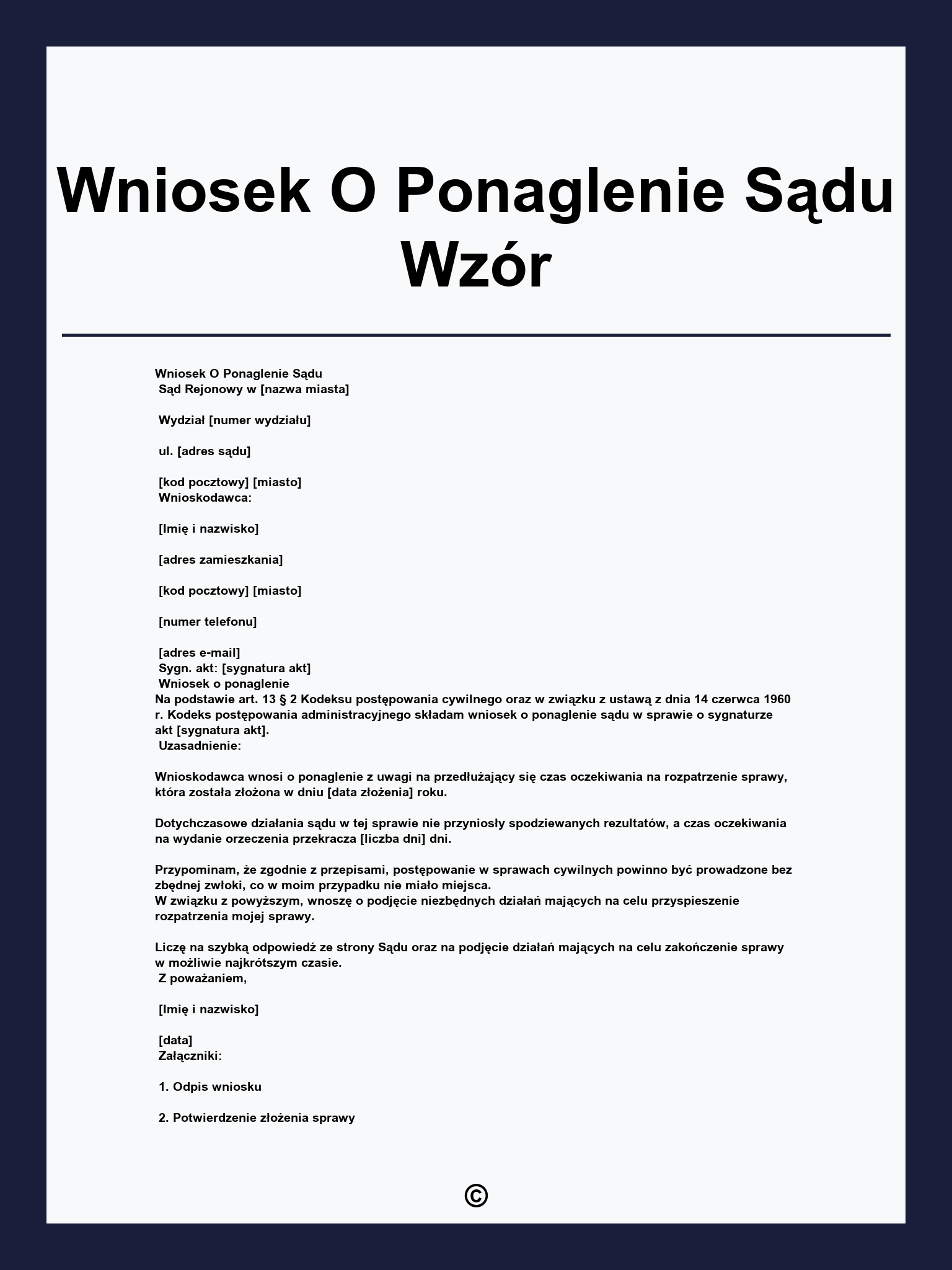 Wniosek O Ponaglenie Sądu Wzór