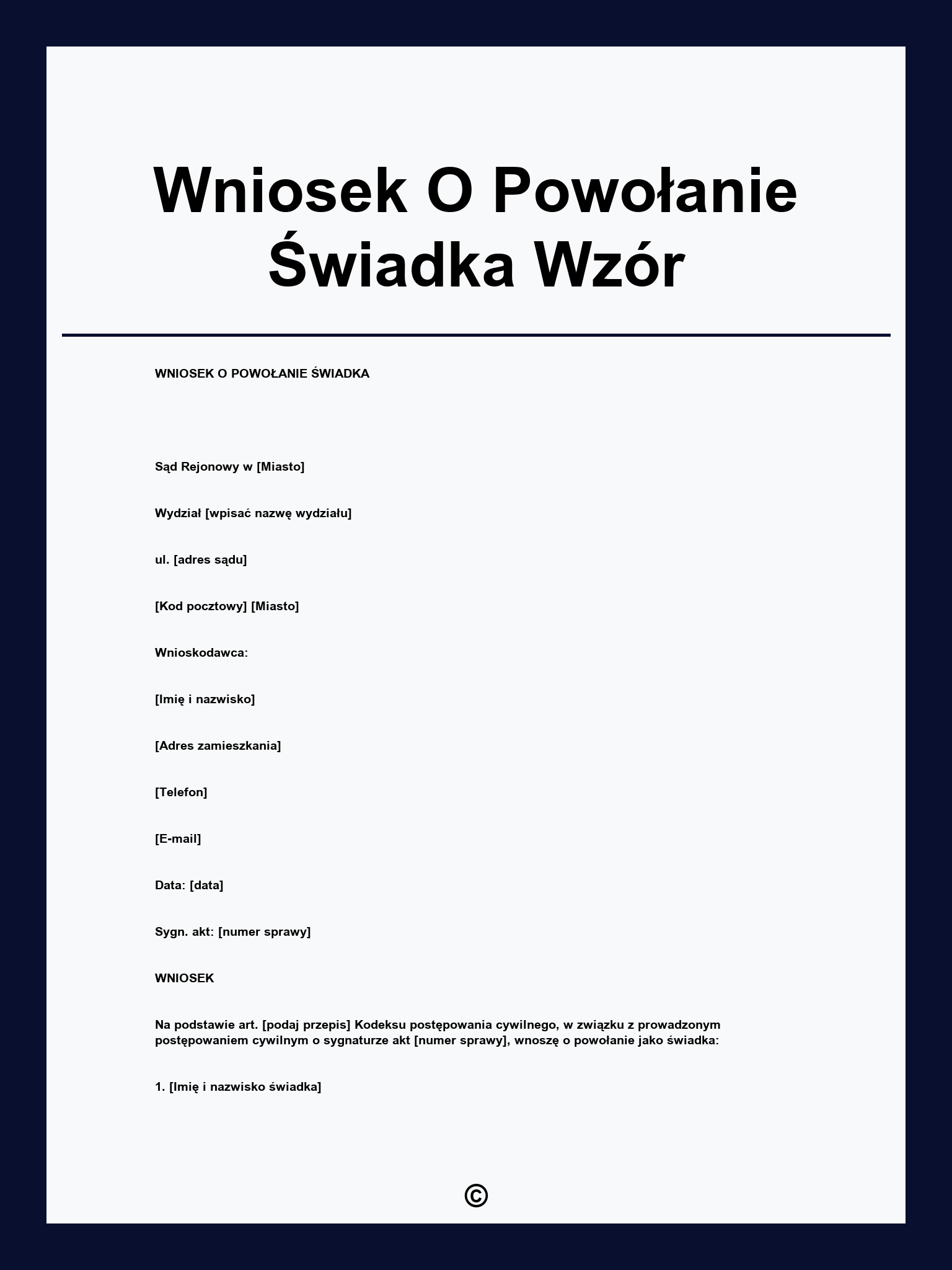 Wniosek O Powołanie Świadka Wzór