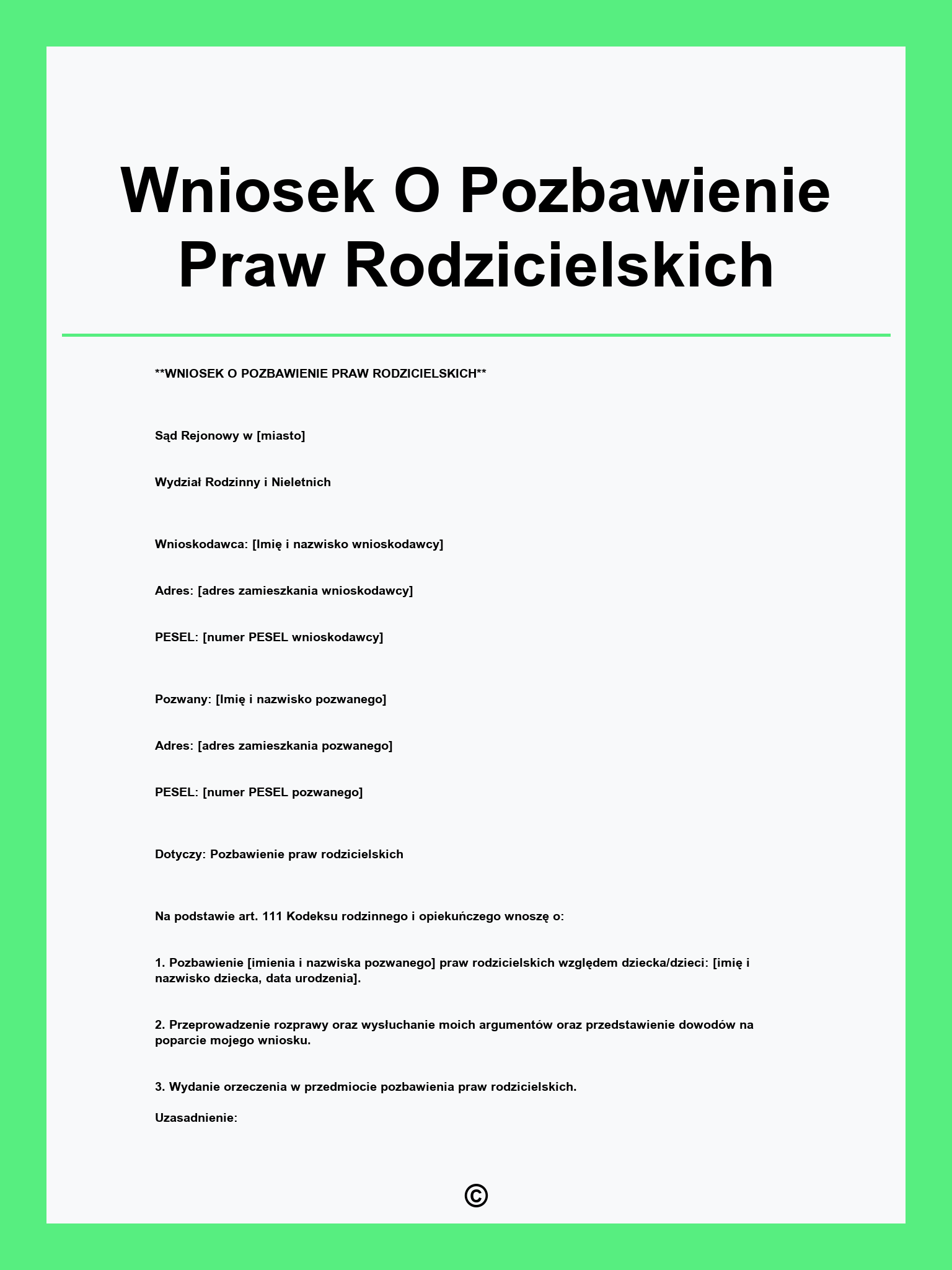 Wniosek O Pozbawienie Praw Rodzicielskich
