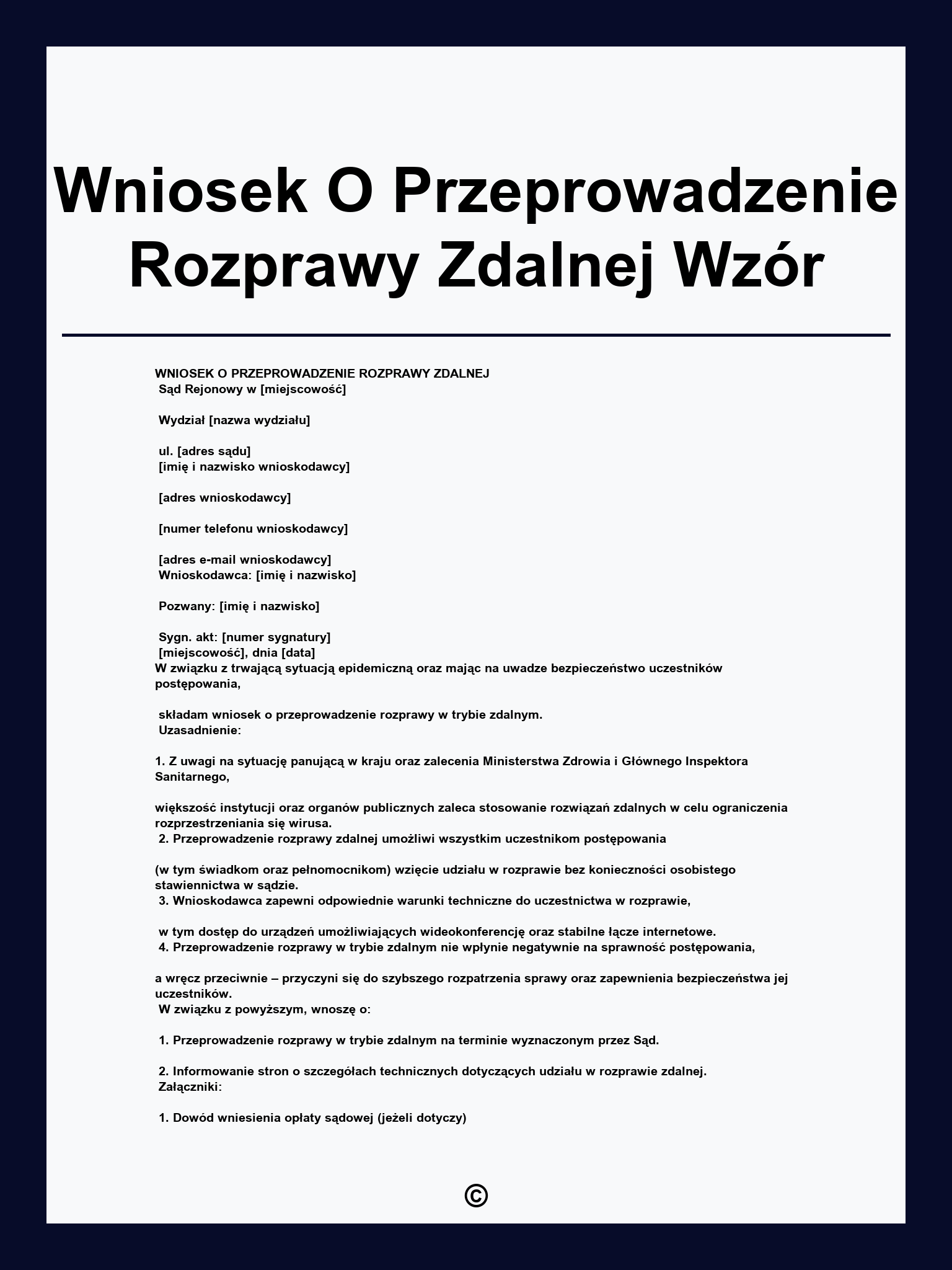 Wniosek O Przeprowadzenie Rozprawy Zdalnej Wzór