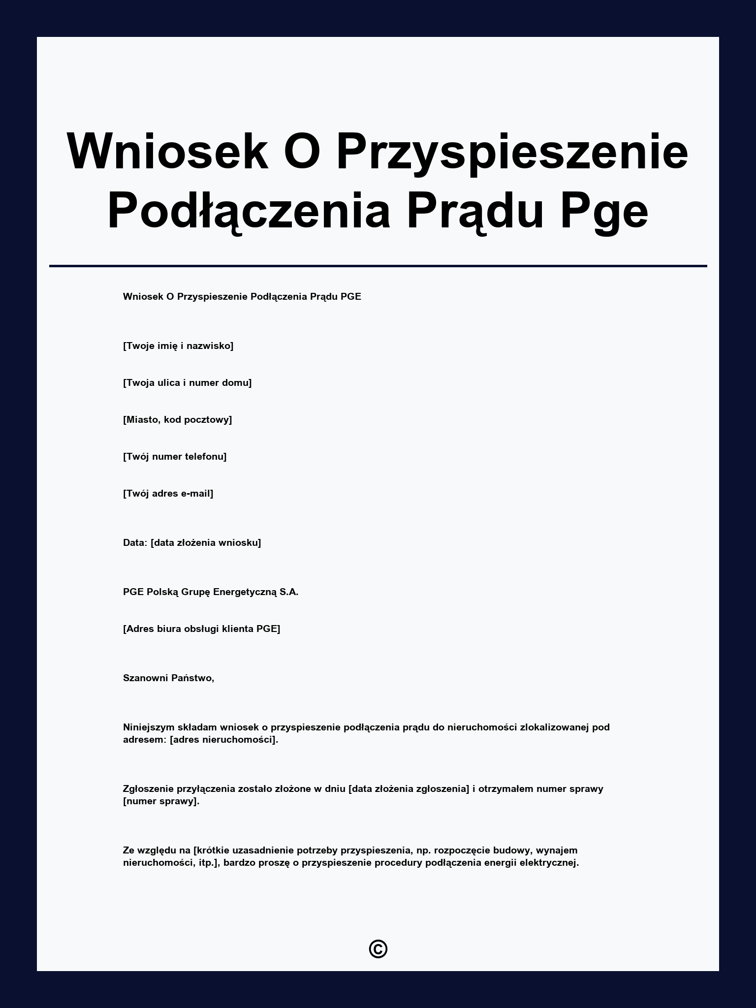 Wniosek O Przyspieszenie Podłączenia Prądu Pge