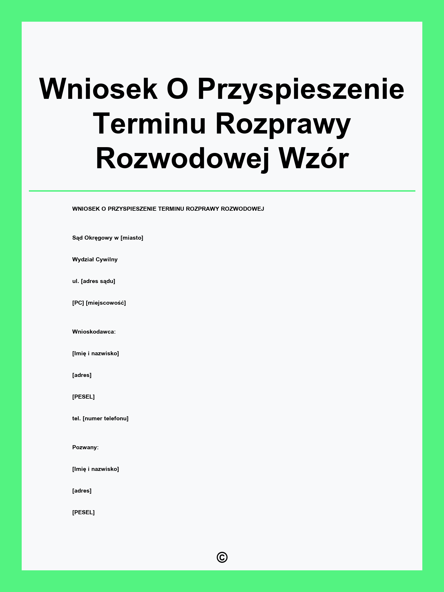 Wniosek O Przyspieszenie Terminu Rozprawy Rozwodowej Wzór