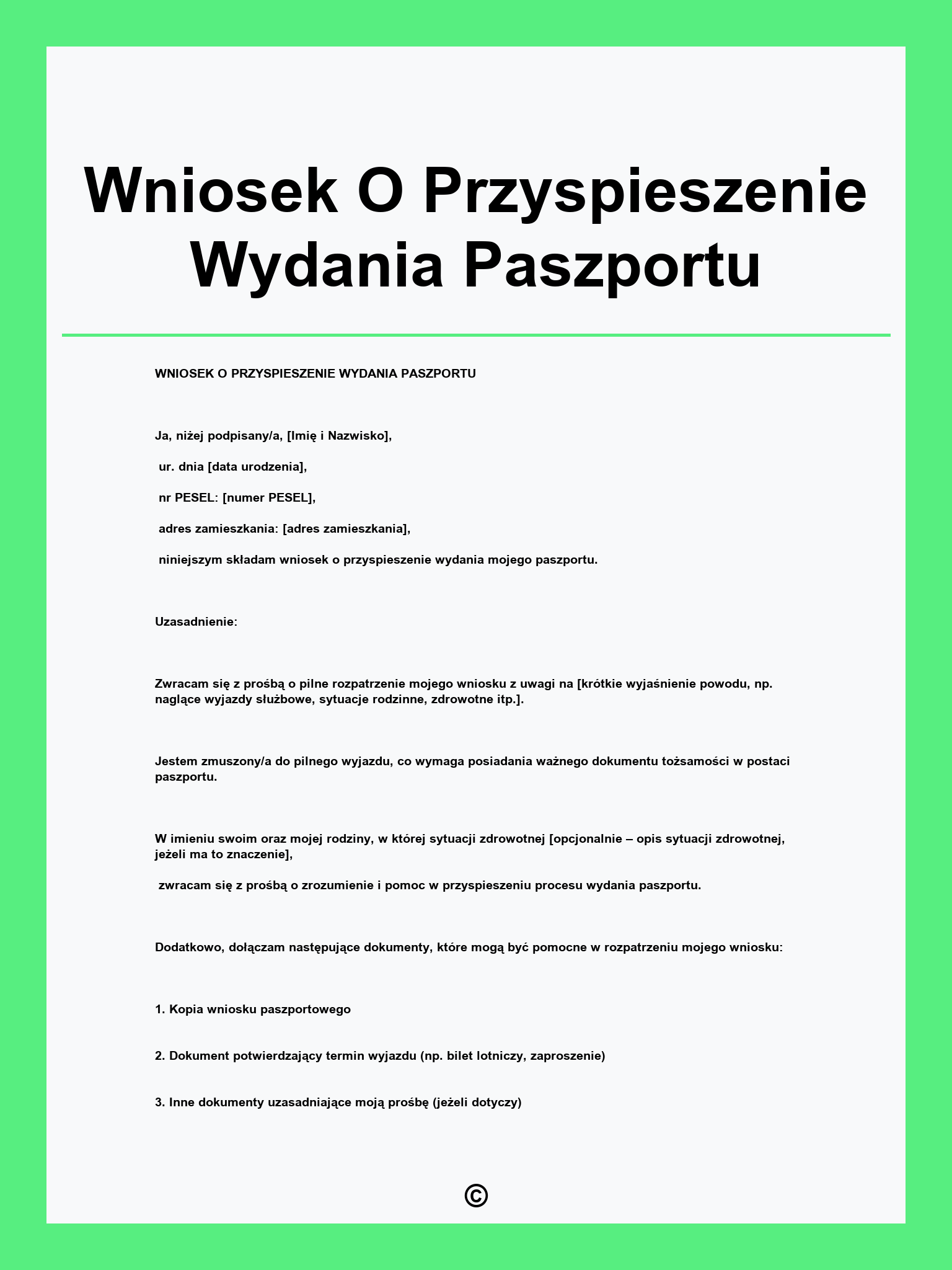 Wniosek O Przyspieszenie Wydania Paszportu