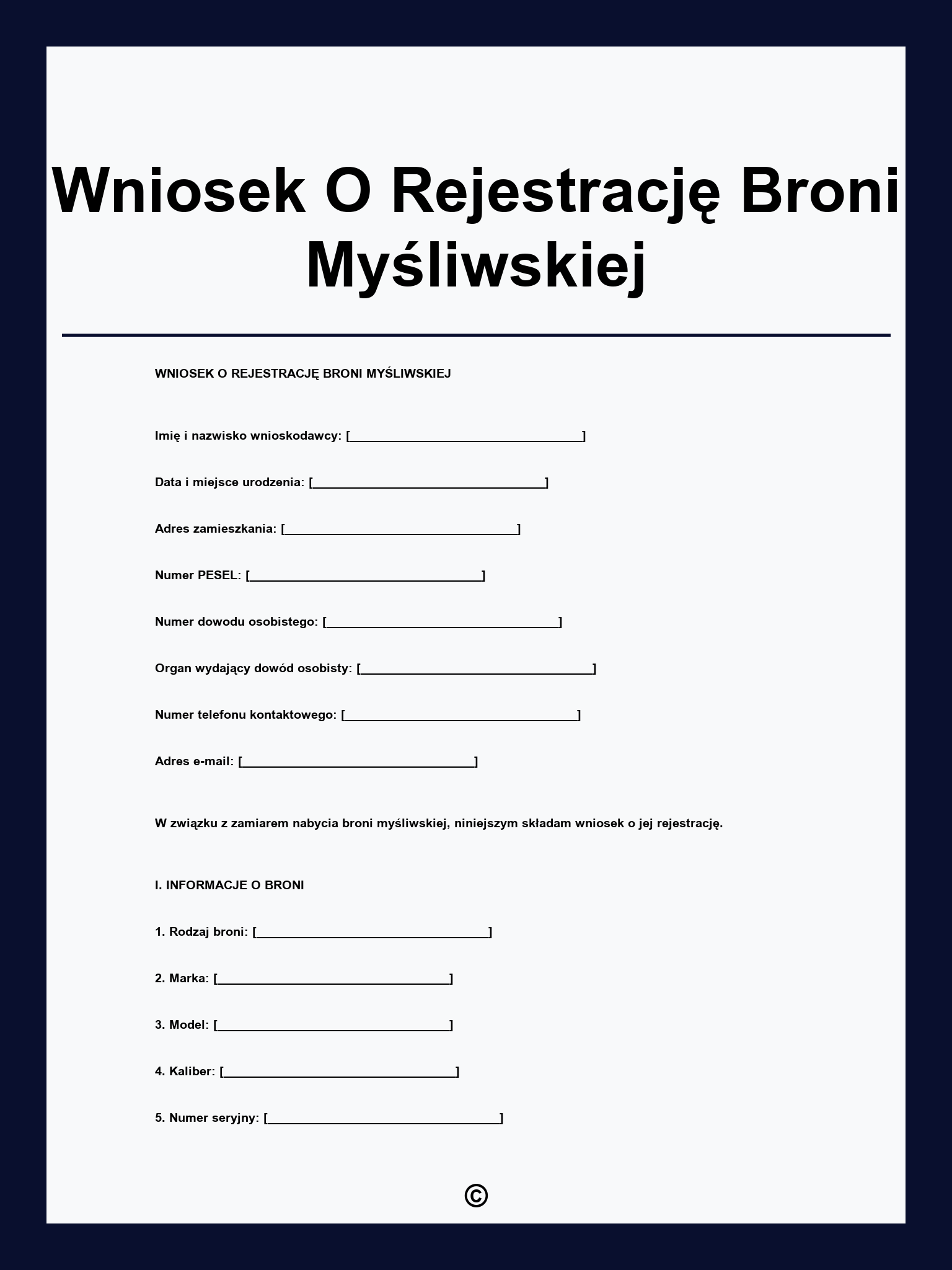 Wniosek O Rejestrację Broni Myśliwskiej