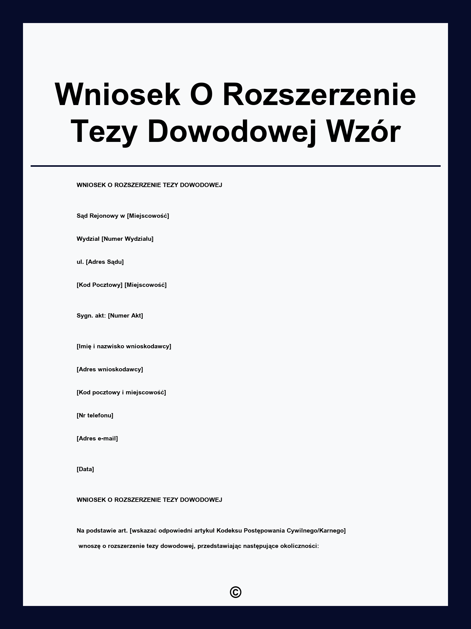 Wniosek O Rozszerzenie Tezy Dowodowej Wzór