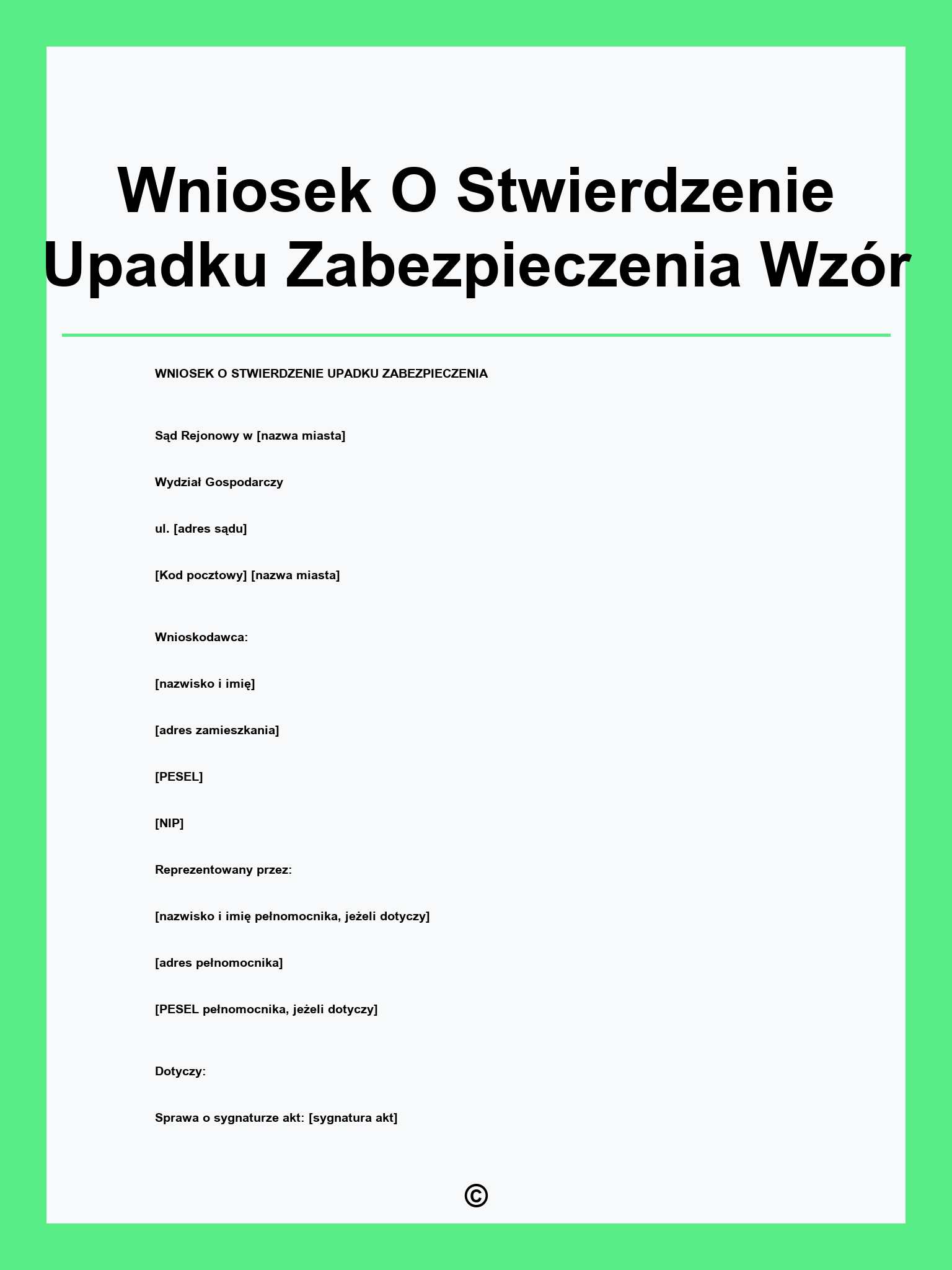 Wniosek O Stwierdzenie Upadku Zabezpieczenia Wzór