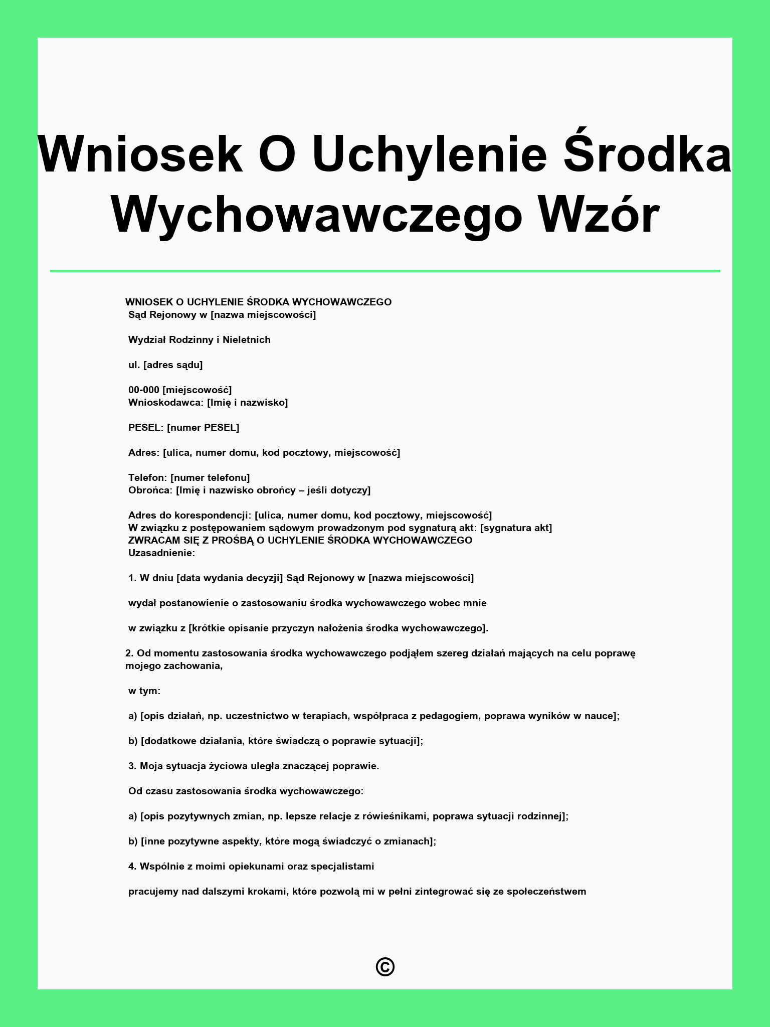 Wniosek O Uchylenie Środka Wychowawczego Wzór
