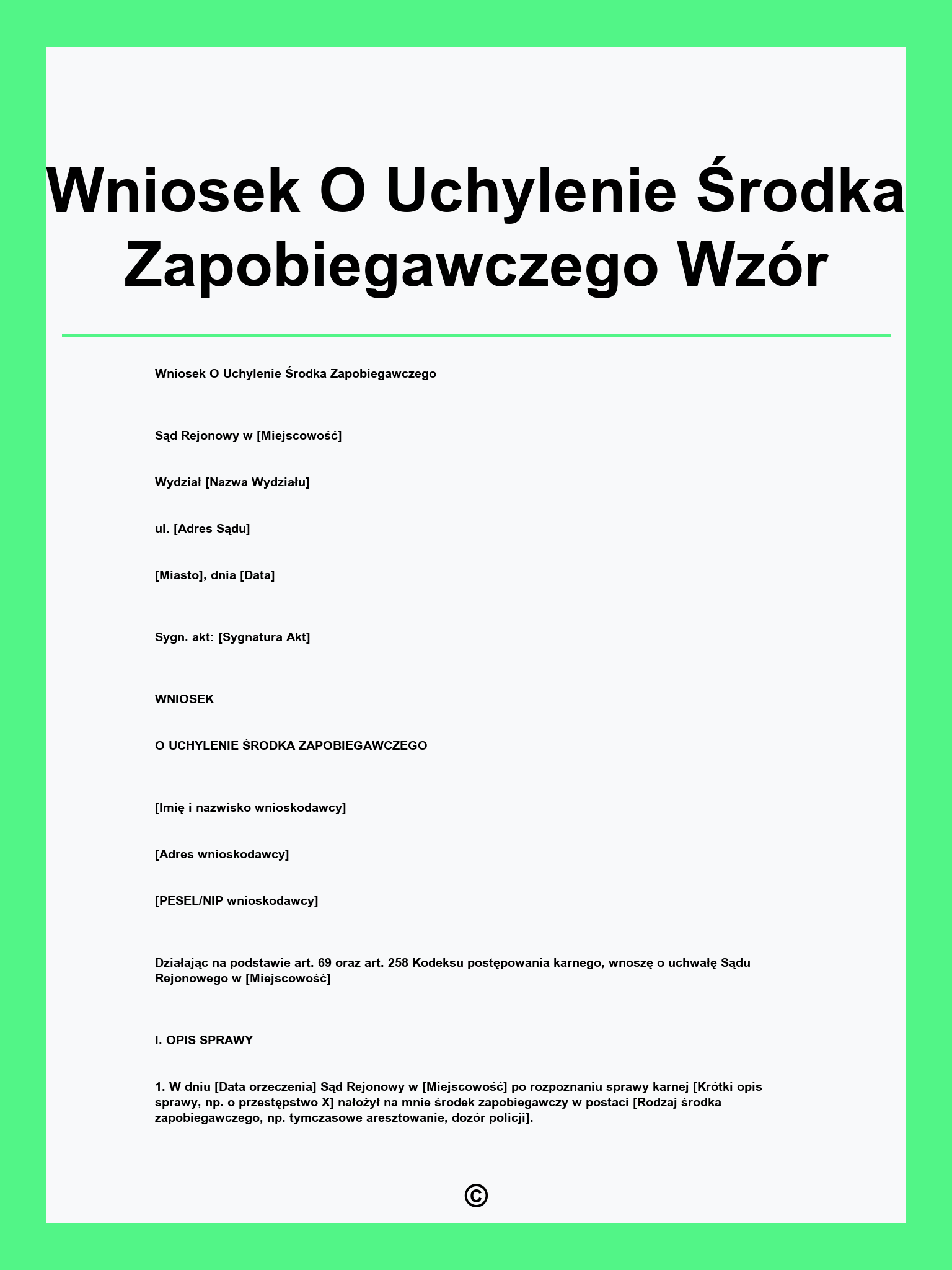 Wniosek O Uchylenie Środka Zapobiegawczego Wzór