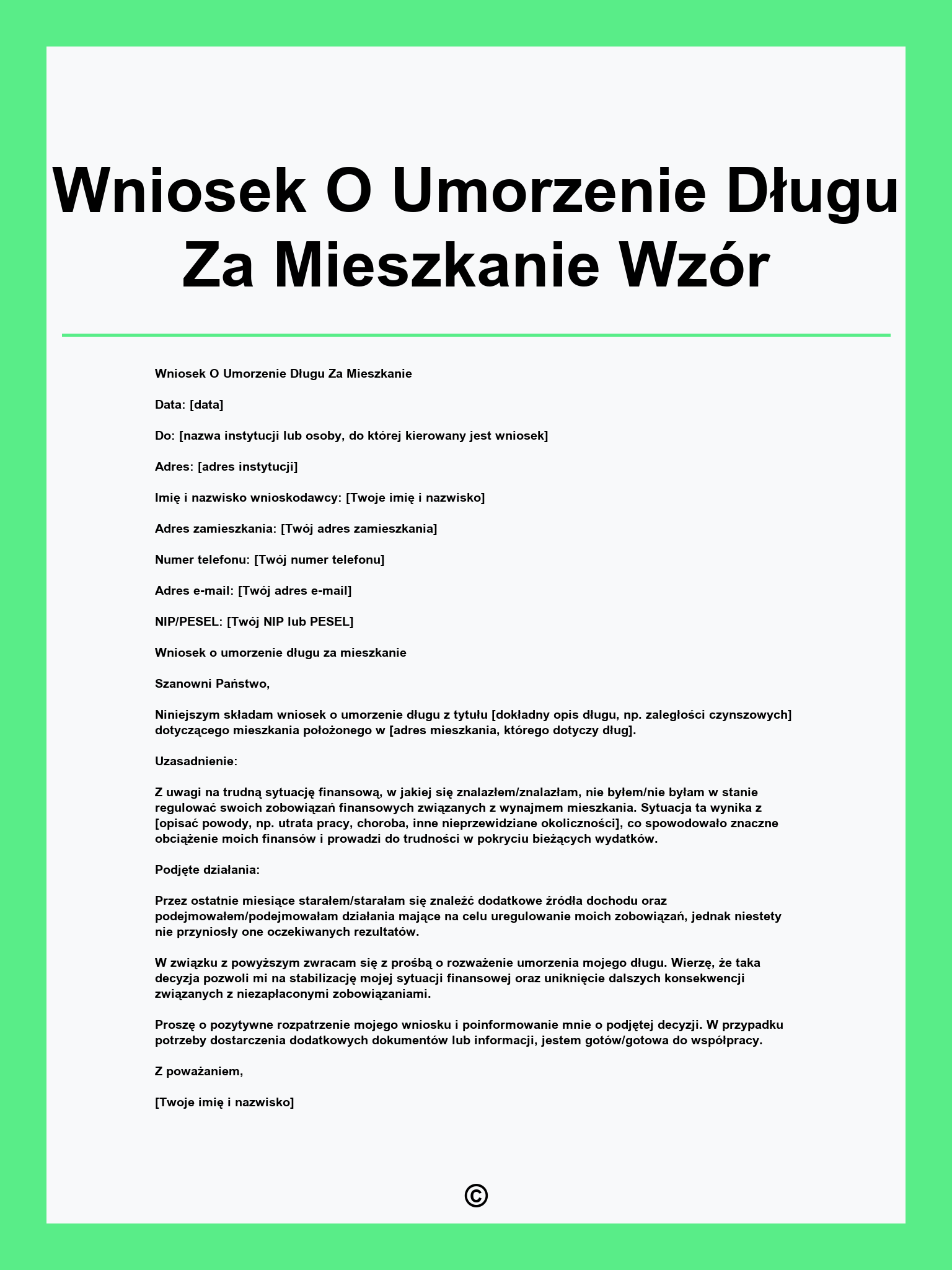Wniosek O Umorzenie Długu Za Mieszkanie Wzór