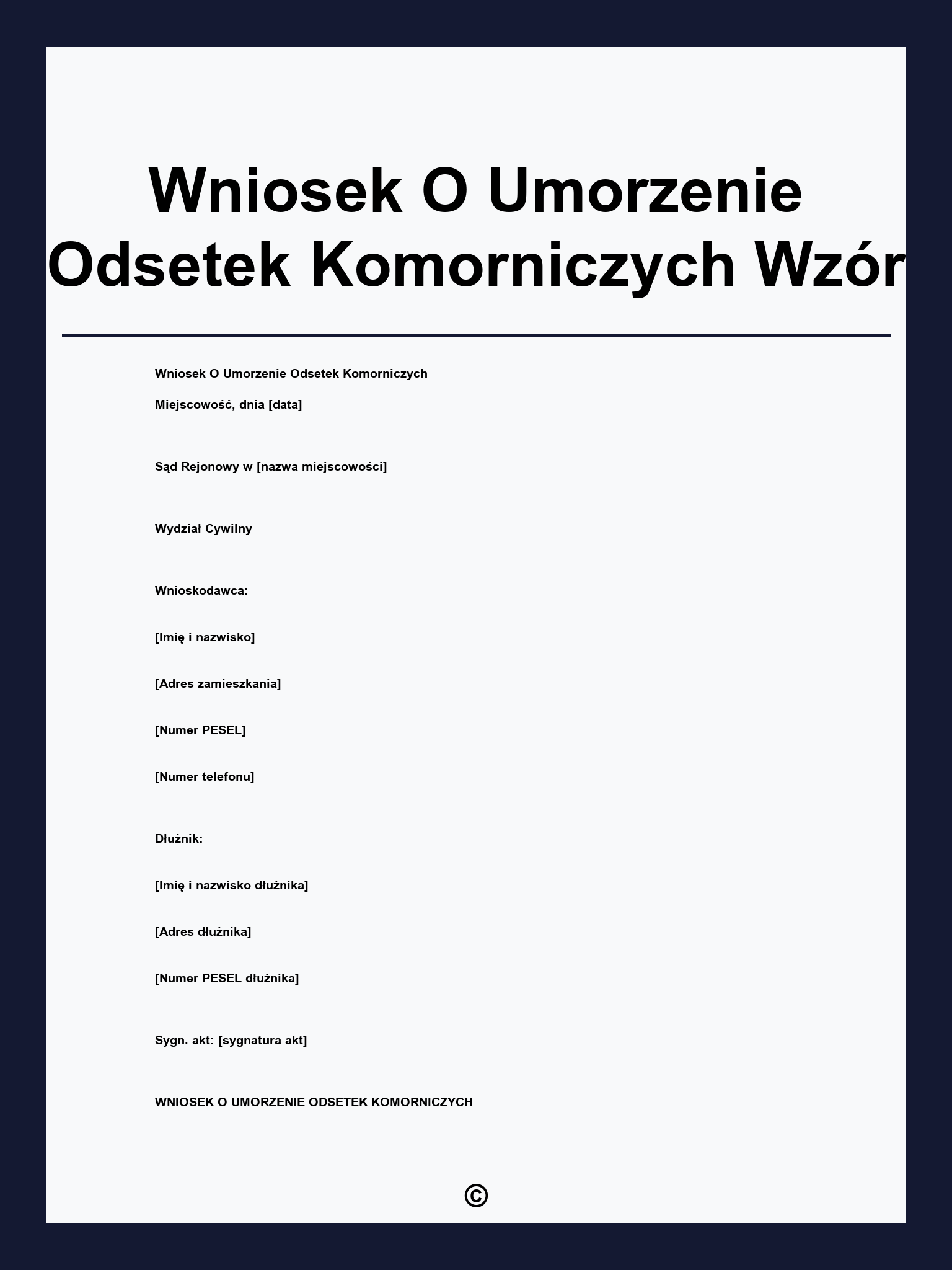 Wniosek O Umorzenie Odsetek Komorniczych Wzór