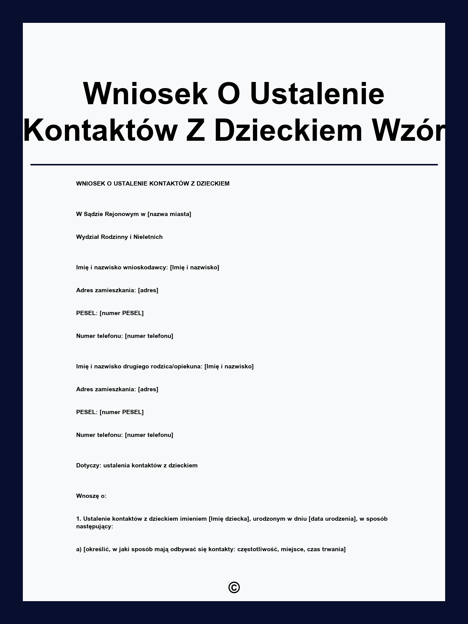 Wniosek O Ustalenie Kontaktów Z Dzieckiem Wzór