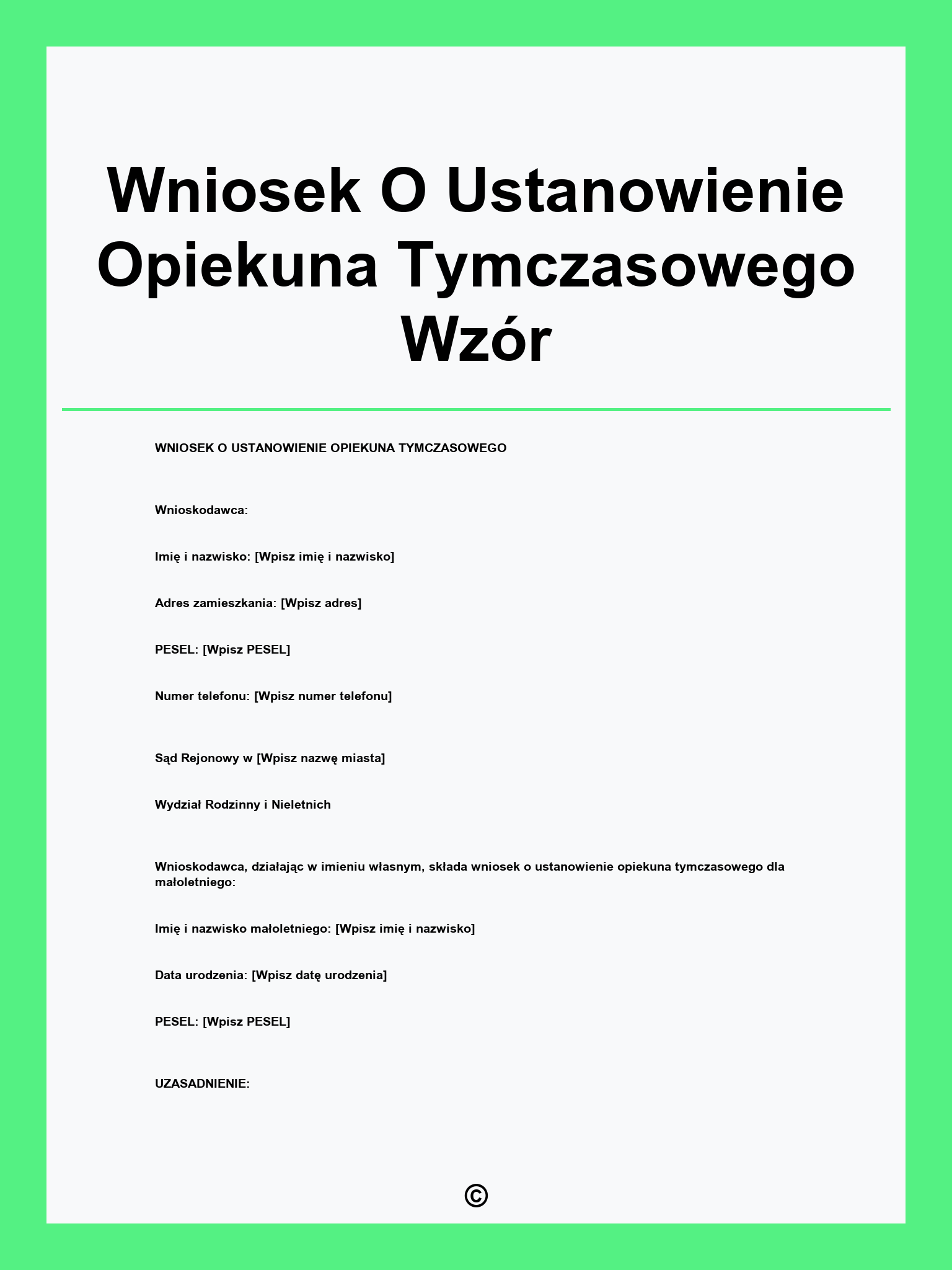 Wniosek O Ustanowienie Opiekuna Tymczasowego Wzór