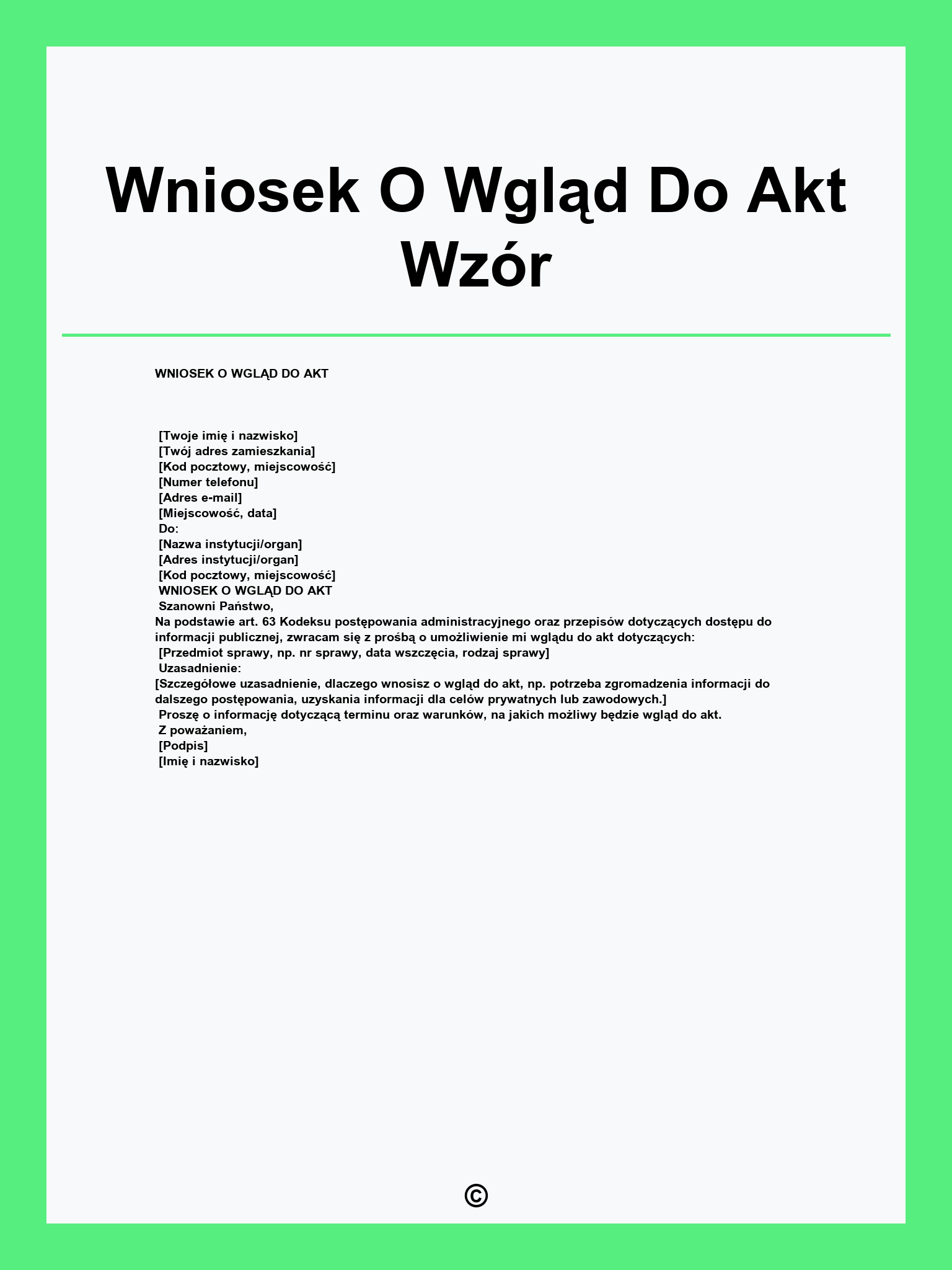 Wniosek O Wgląd Do Akt Wzór
