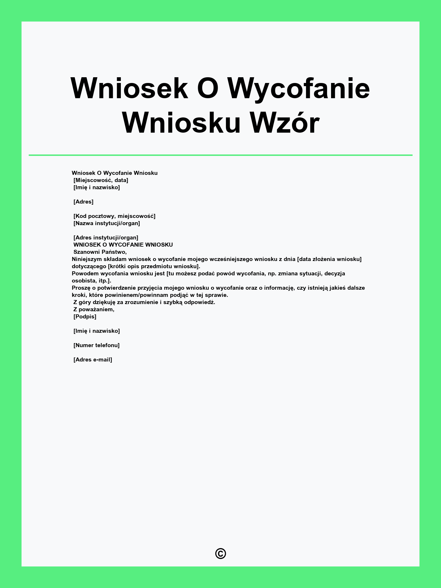 Wniosek O Wycofanie Wniosku Wzór
