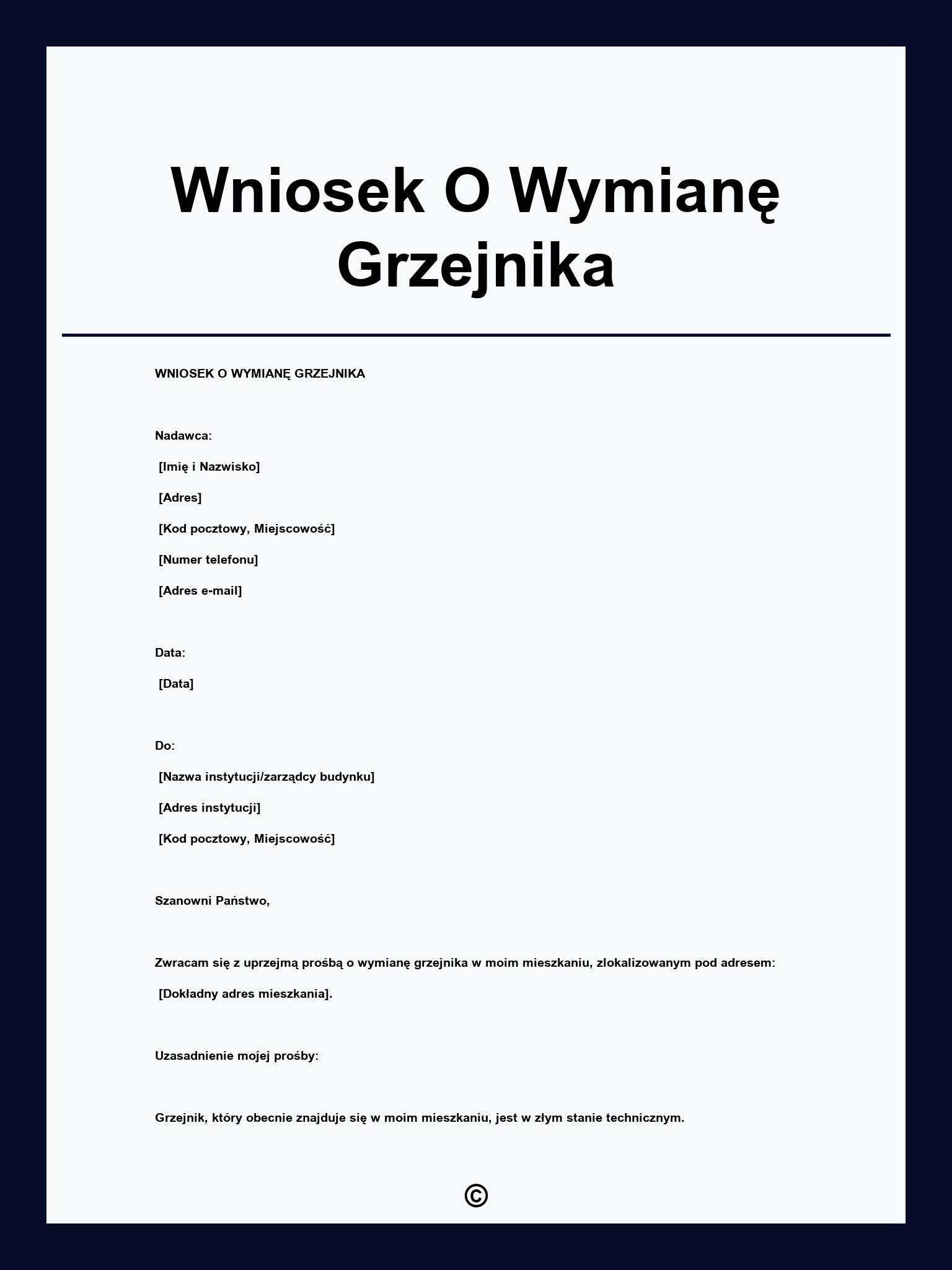 Wniosek O Wymianę Grzejnika
