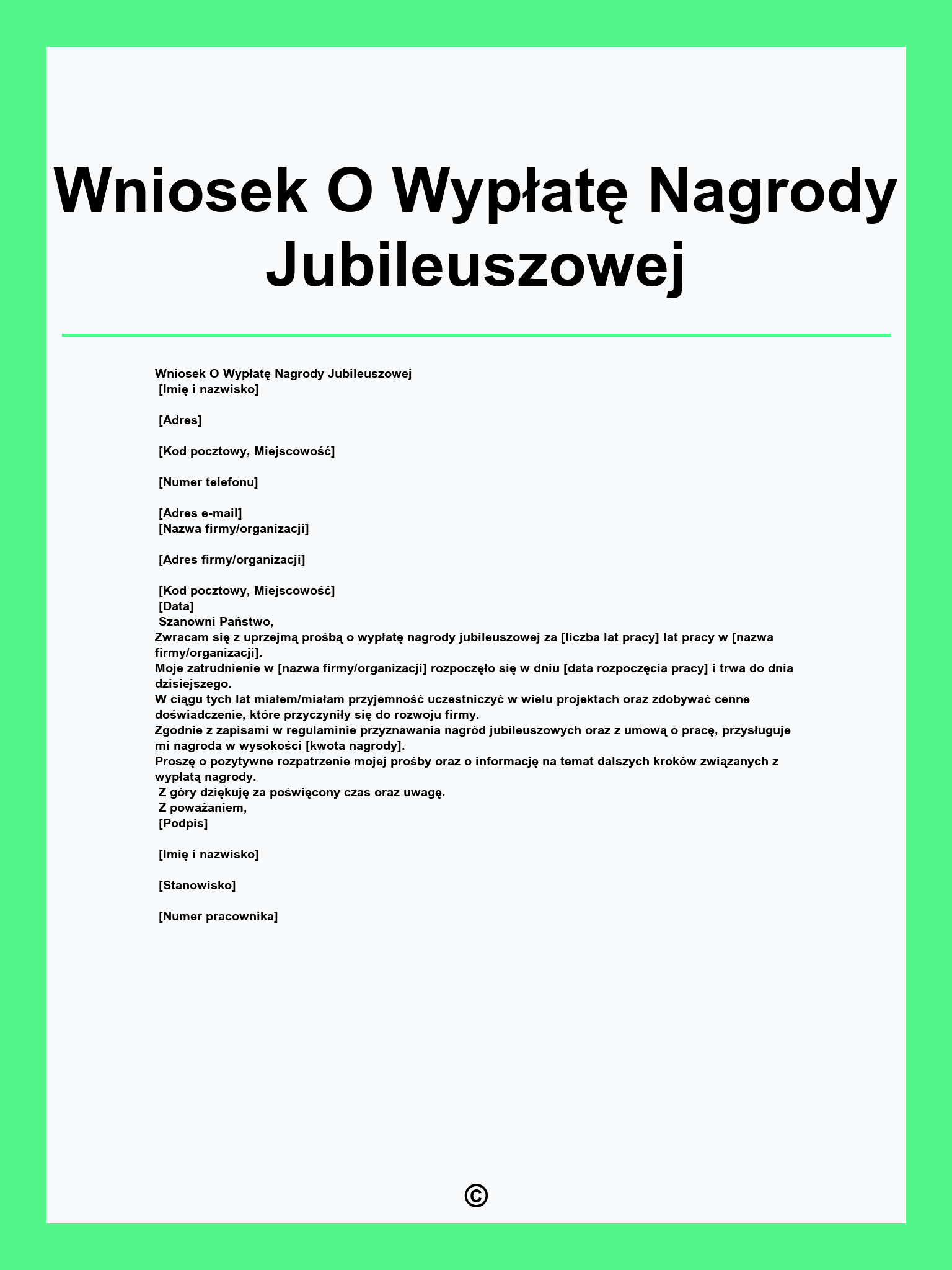 Wniosek O Wypłatę Nagrody Jubileuszowej