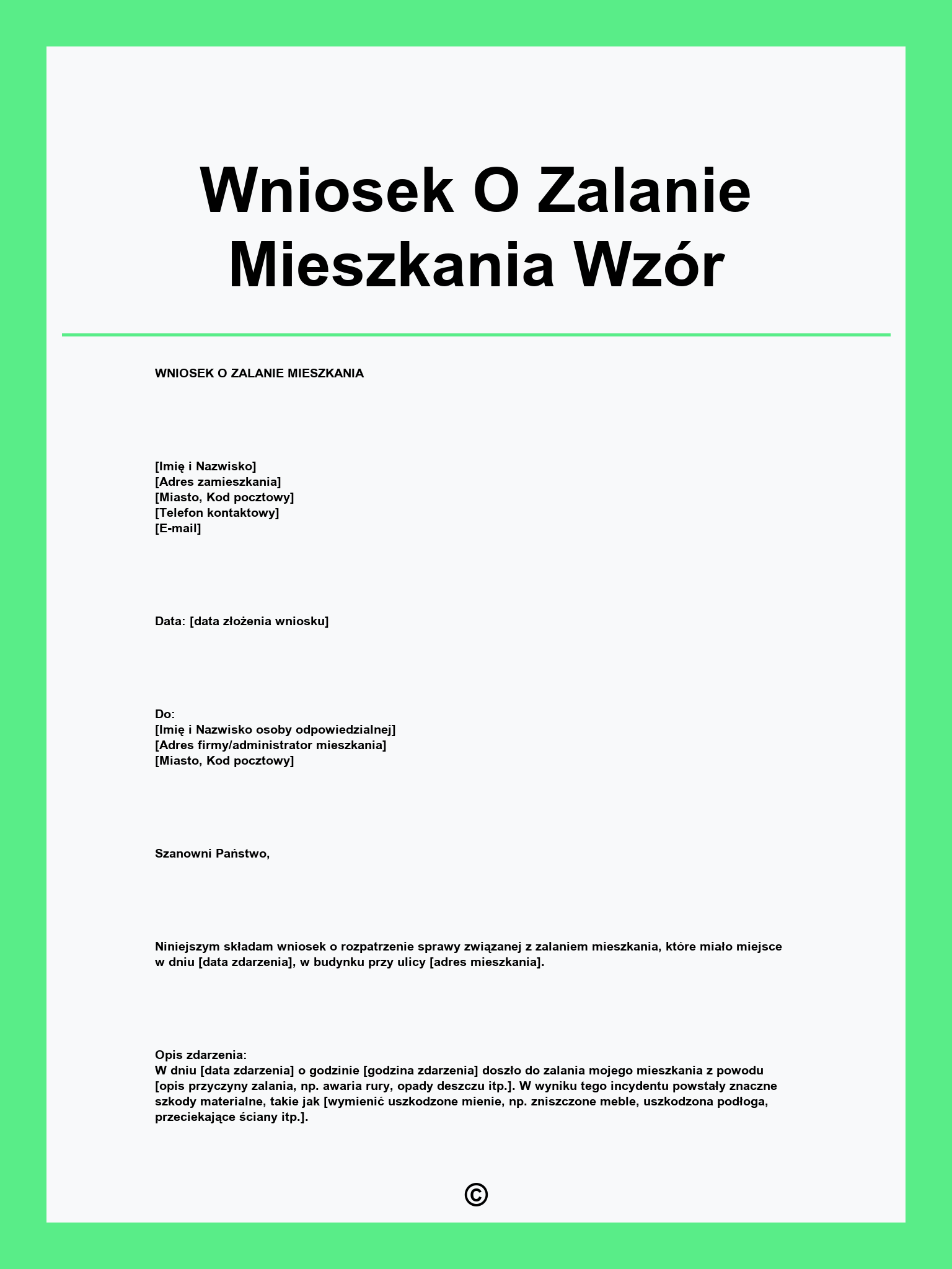 Wniosek O Zalanie Mieszkania Wzór