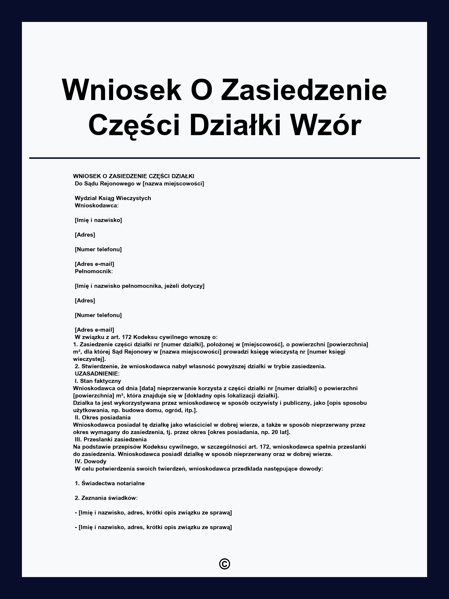 Wniosek O Zasiedzenie Części Działki Wzór
