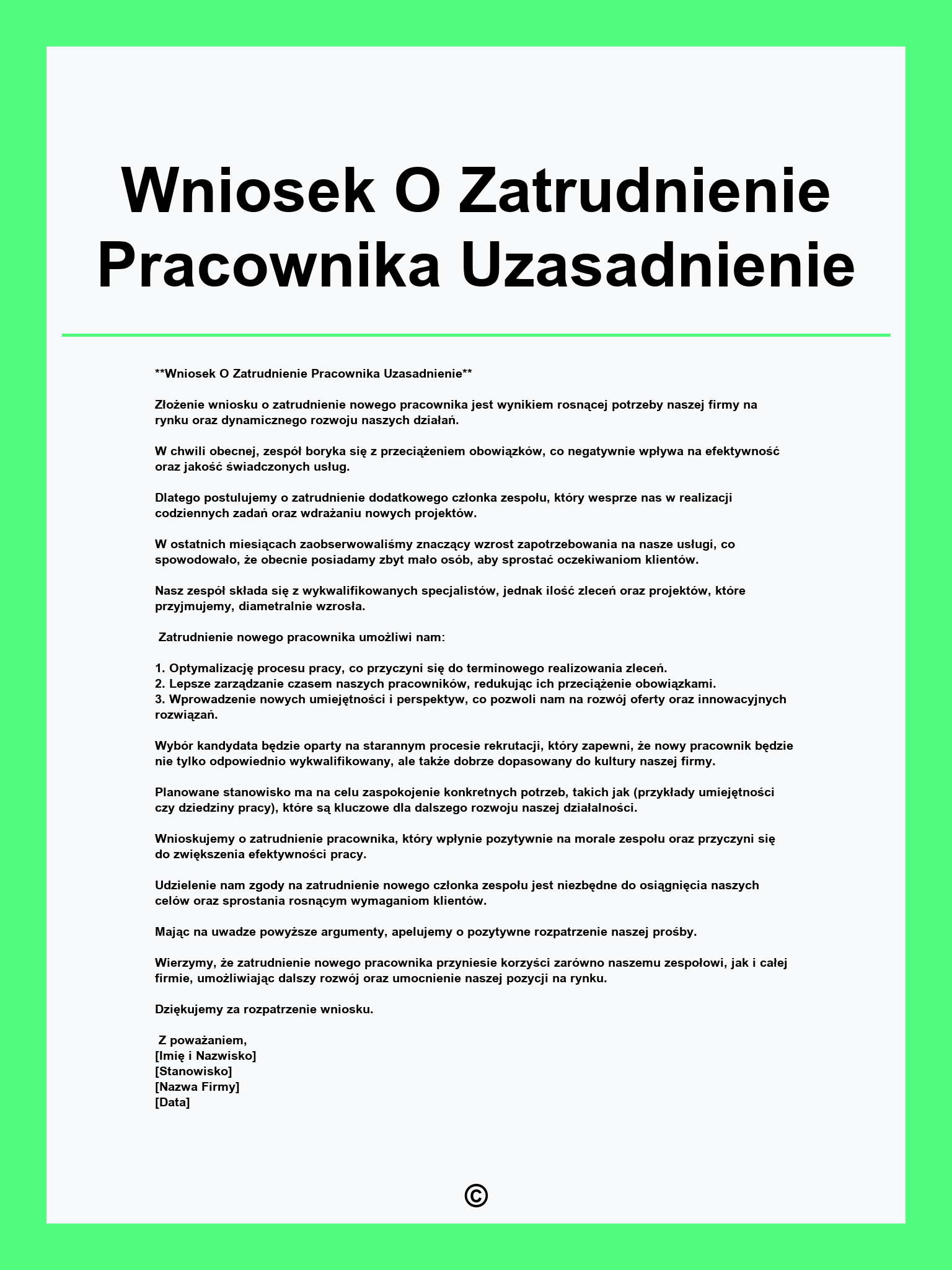 Wniosek O Zatrudnienie Pracownika Uzasadnienie