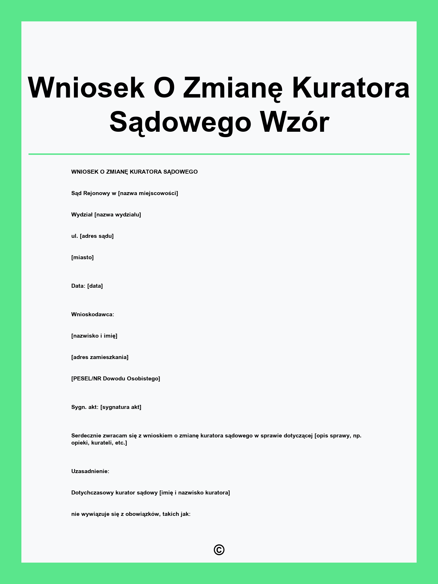 Wniosek O Zmianę Kuratora Sądowego Wzór