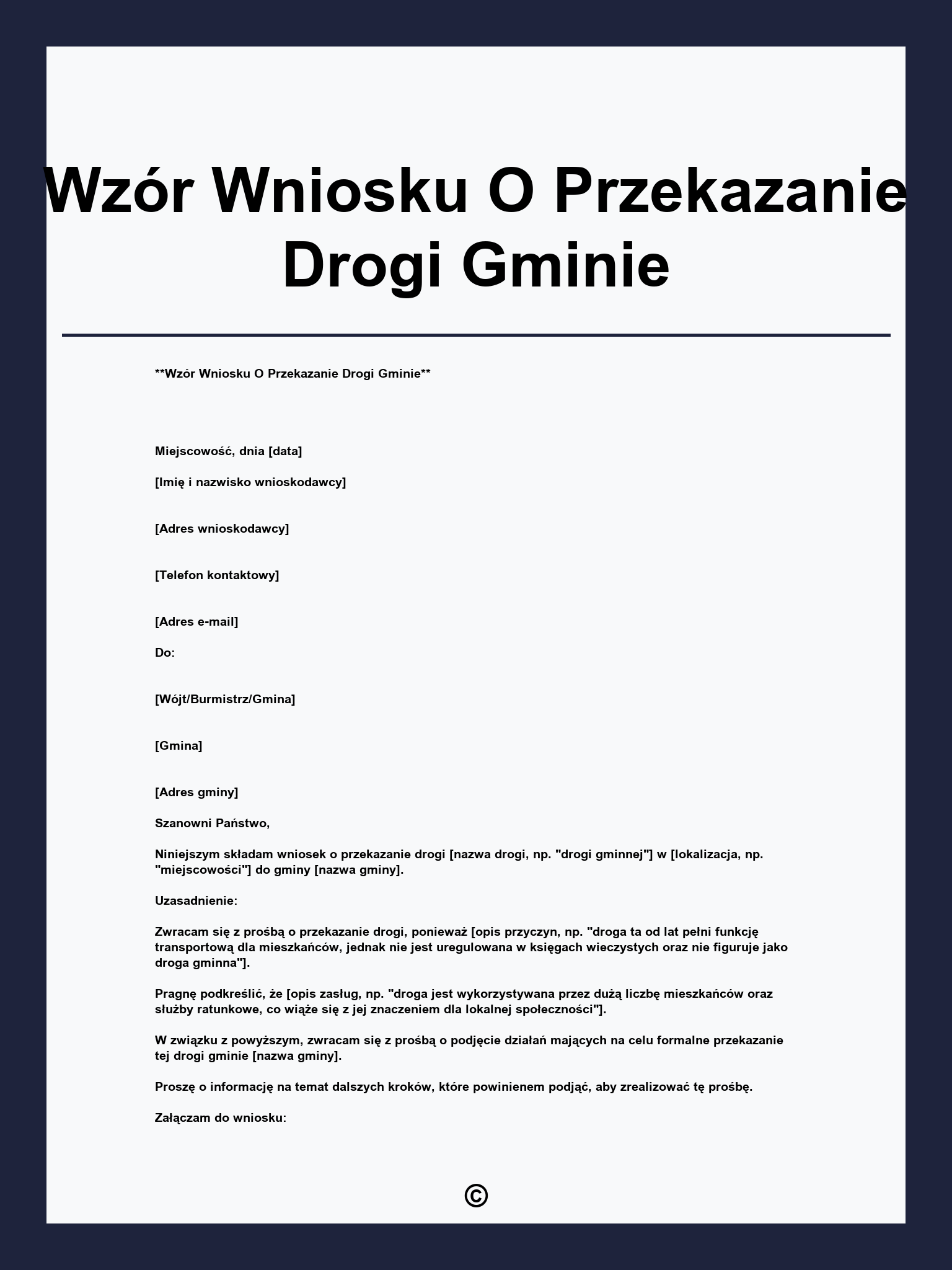 Wzór Wniosku O Przekazanie Drogi Gminie