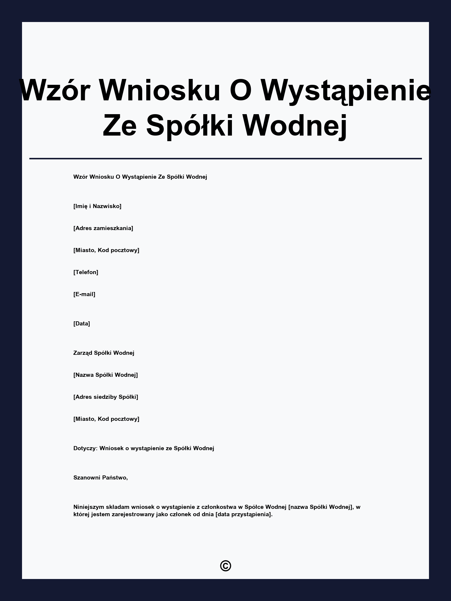 Wzór Wniosku O Wystąpienie Ze Spółki Wodnej